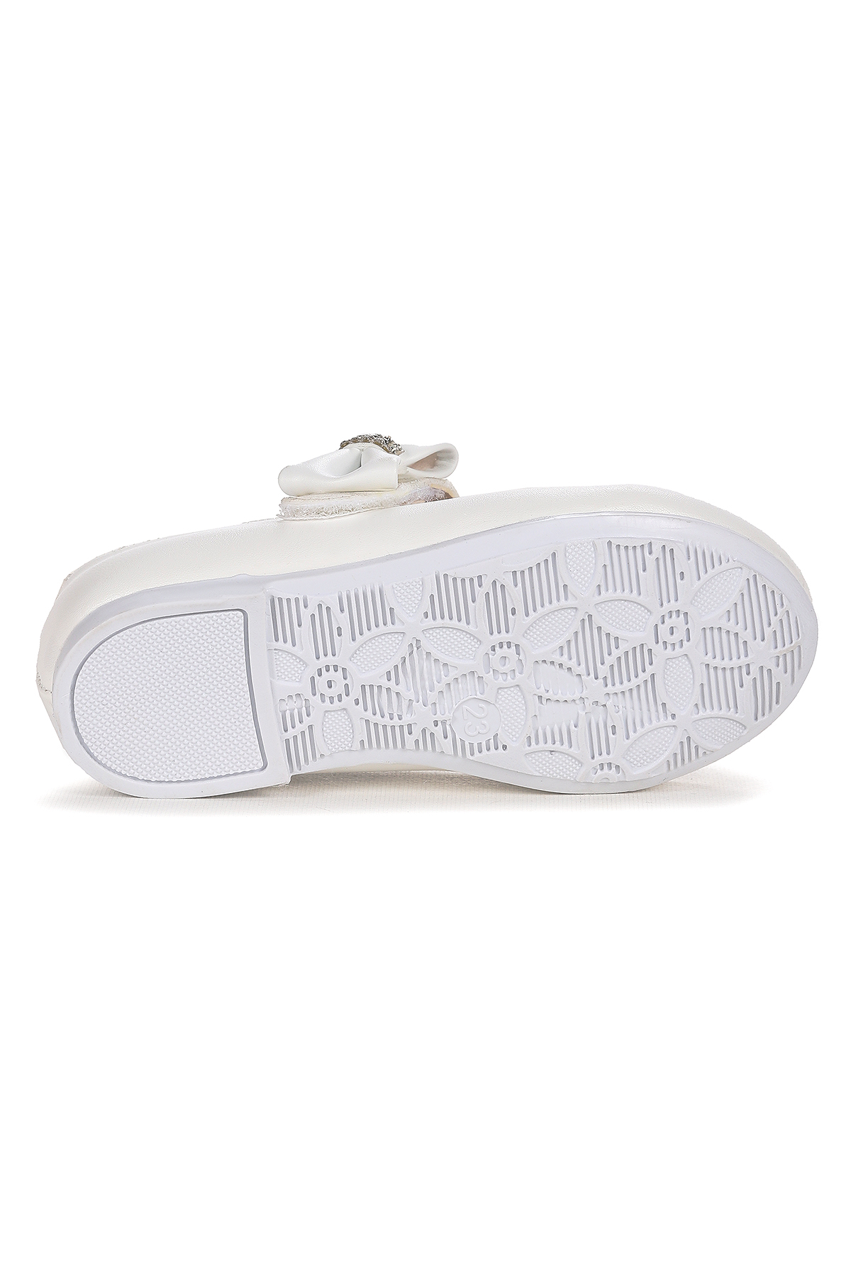 Cerry Cilt Cırtlı Kız Çocuk Taşlı Babet Ayakkabı Beyaz - Görsel 6