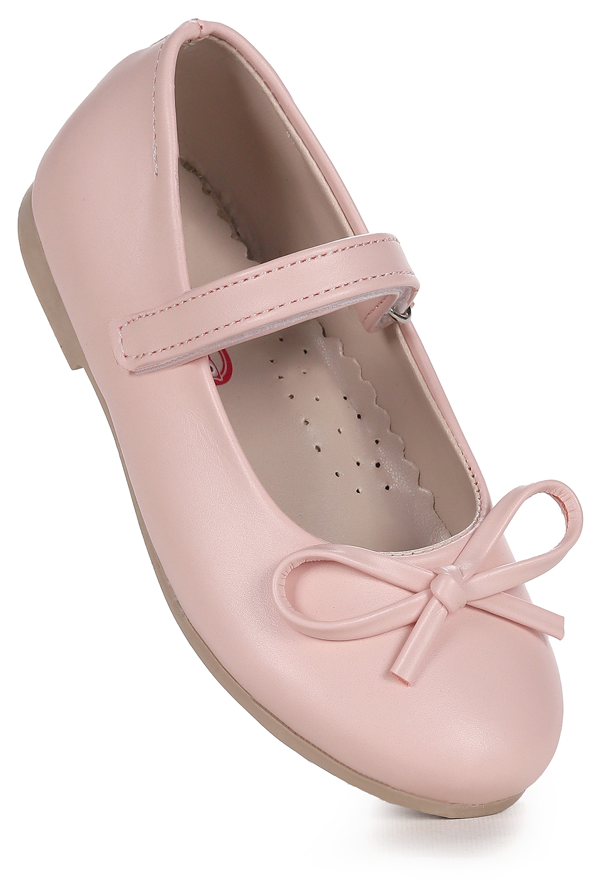 Barbe Cilt Fiyonklu Cırtlı Kız Çocuk Babet Ayakkabı Pudra - Görsel 2