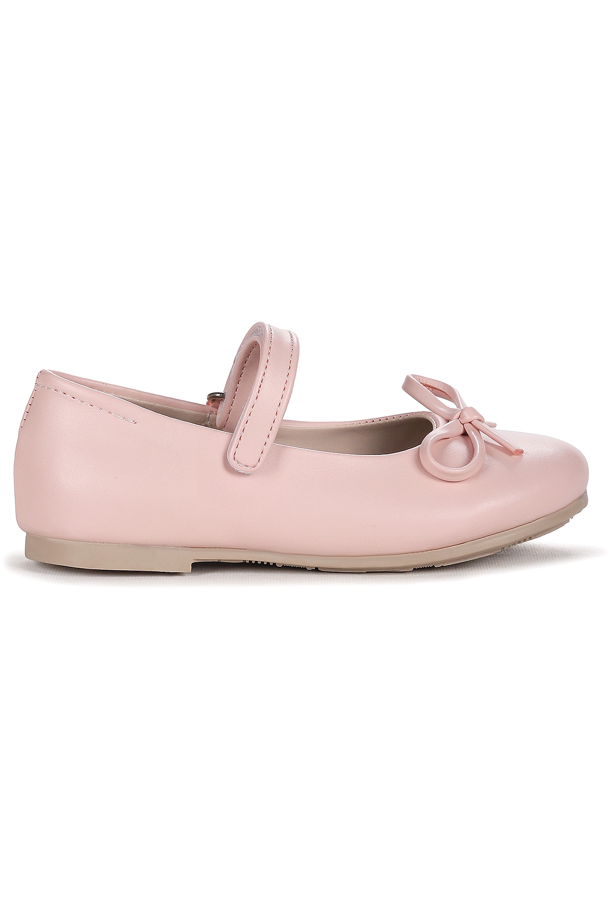 Barbe Cilt Fiyonklu Cırtlı Kız Çocuk Babet Ayakkabı Pudra - Görsel 5