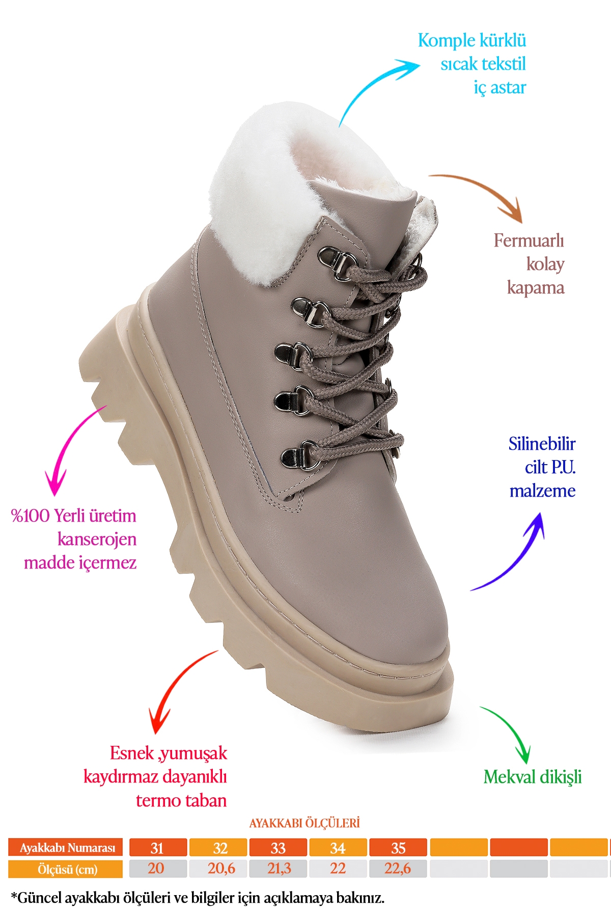 Edu Günlük Fermuarlı Kız Çocuk Bot Ayakkabı Koyu Gri - Görsel 3