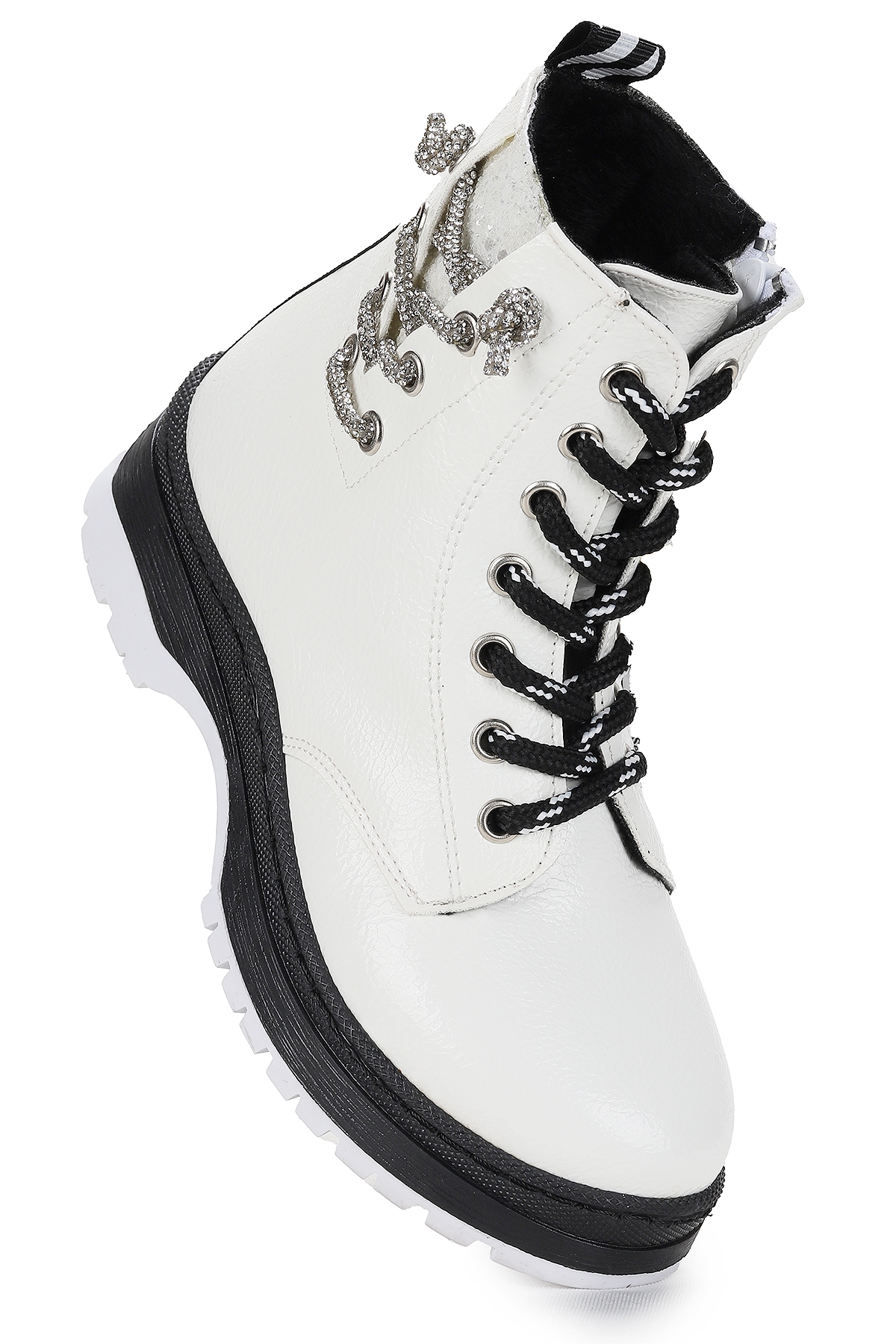 Capsule kırışık Taşlı Termo Taban Kız Çocuk Bot Beyaz - Görsel 2