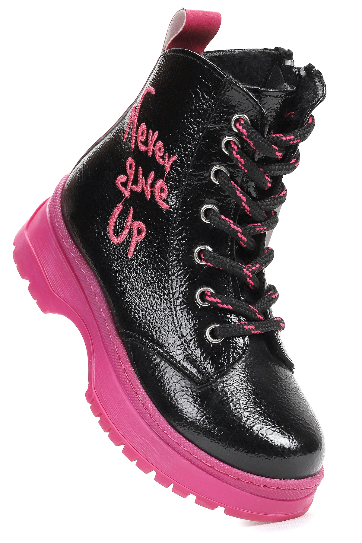 Never Çatlak Termo Taban Kız Çocuk Bot Siyah - Fuşya - Görsel 2