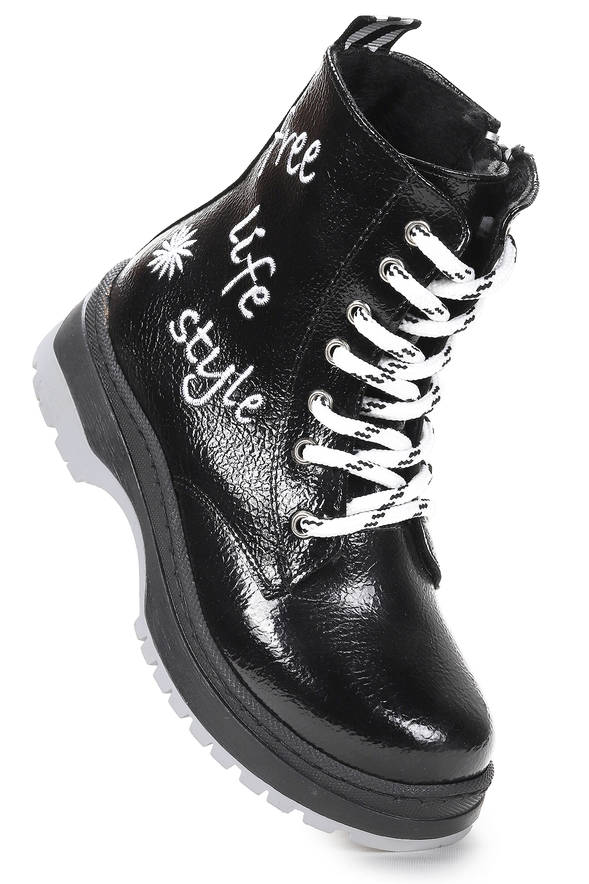 Kiko Kids Free çatlak Termo Taban Kız Çocuk Bot Siyah - Beyaz - Görsel 2