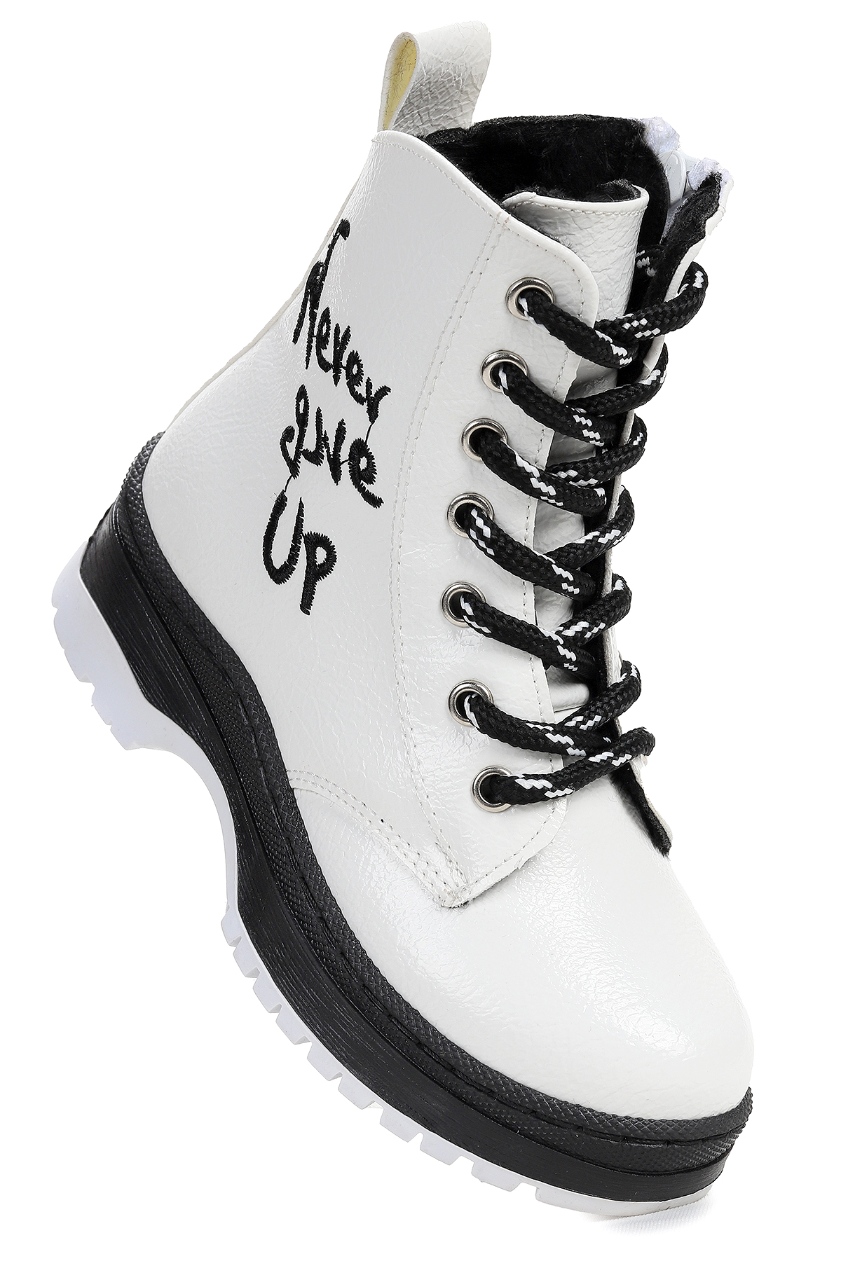 Never Çatlak Termo Taban Kız Çocuk Bot Beyaz - Siyah - Görsel 2