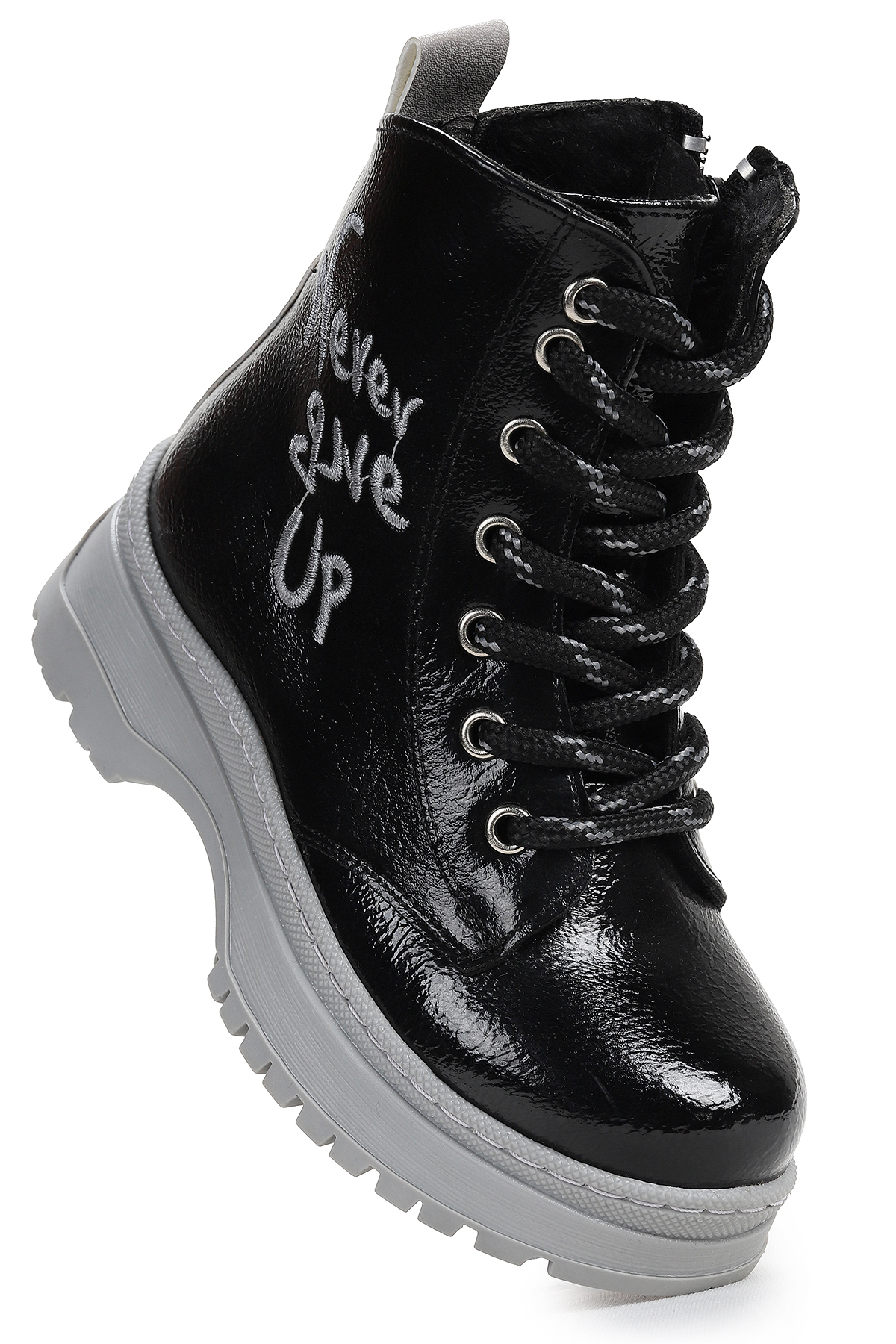 Never Çatlak Termo Taban Kız Çocuk Bot Siyah - Gri - Görsel 2