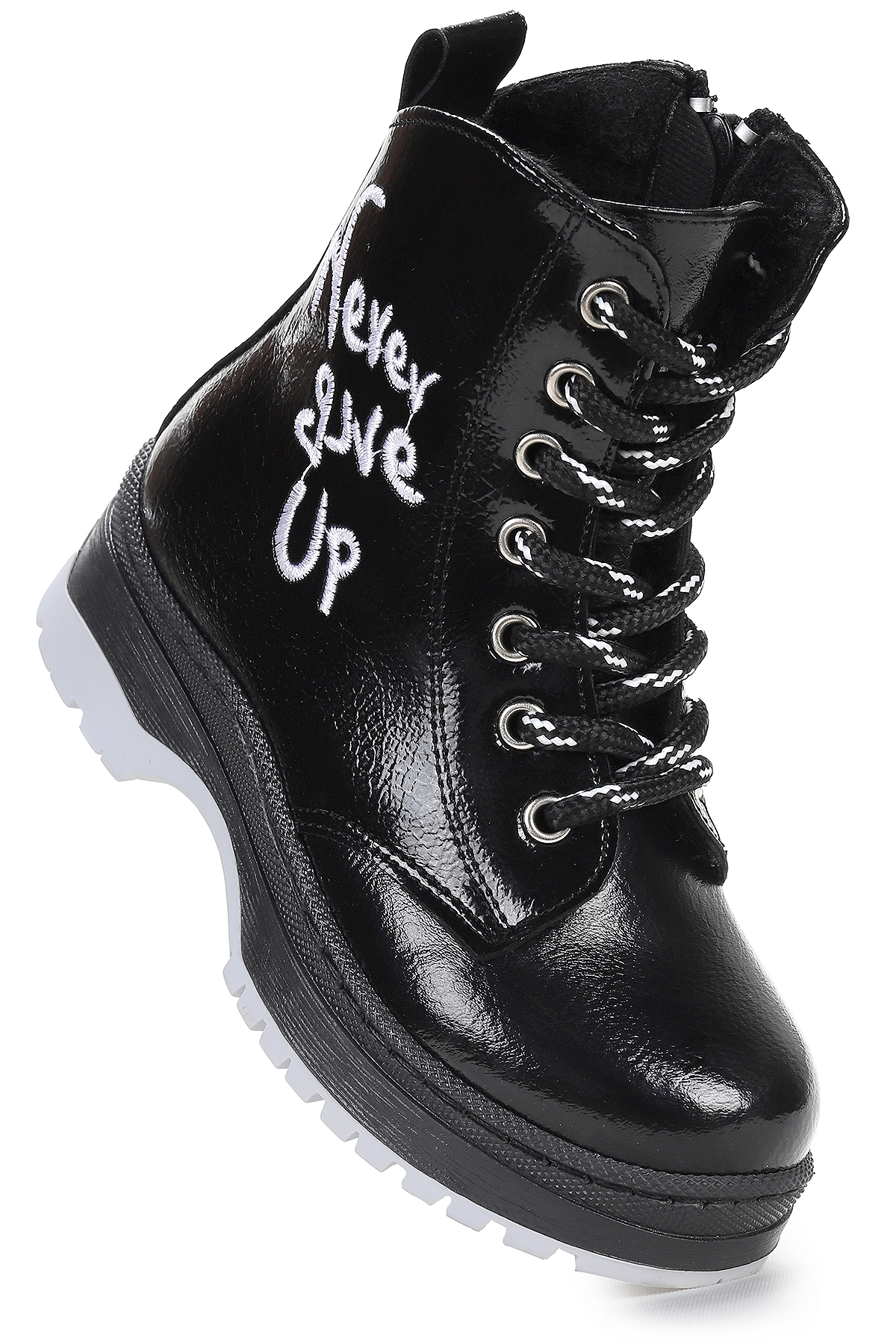 Kiko Kids Never Çatlak Termo Taban Kız Çocuk Bot Siyah - Beyaz - Görsel 2