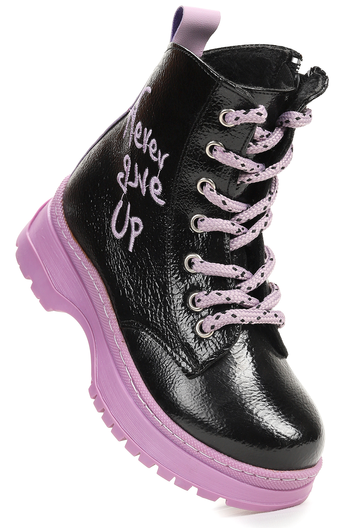 Never Çatlak Termo Taban Kız Çocuk Bot Siyah - Lila - Görsel 2