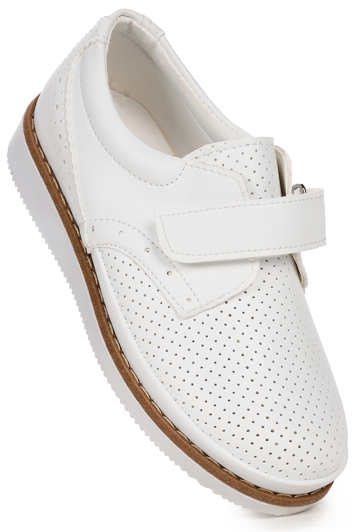 Circum Cilt Cırtlı Erkek Çocuk Okul Sünnet Ayakkabısı Beyaz - Görsel 2