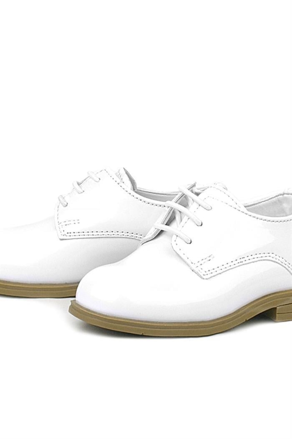 Beyaz Rugan Bağcıklı Oxford Çocuk Klasik Ayakkabısı - Görsel 7