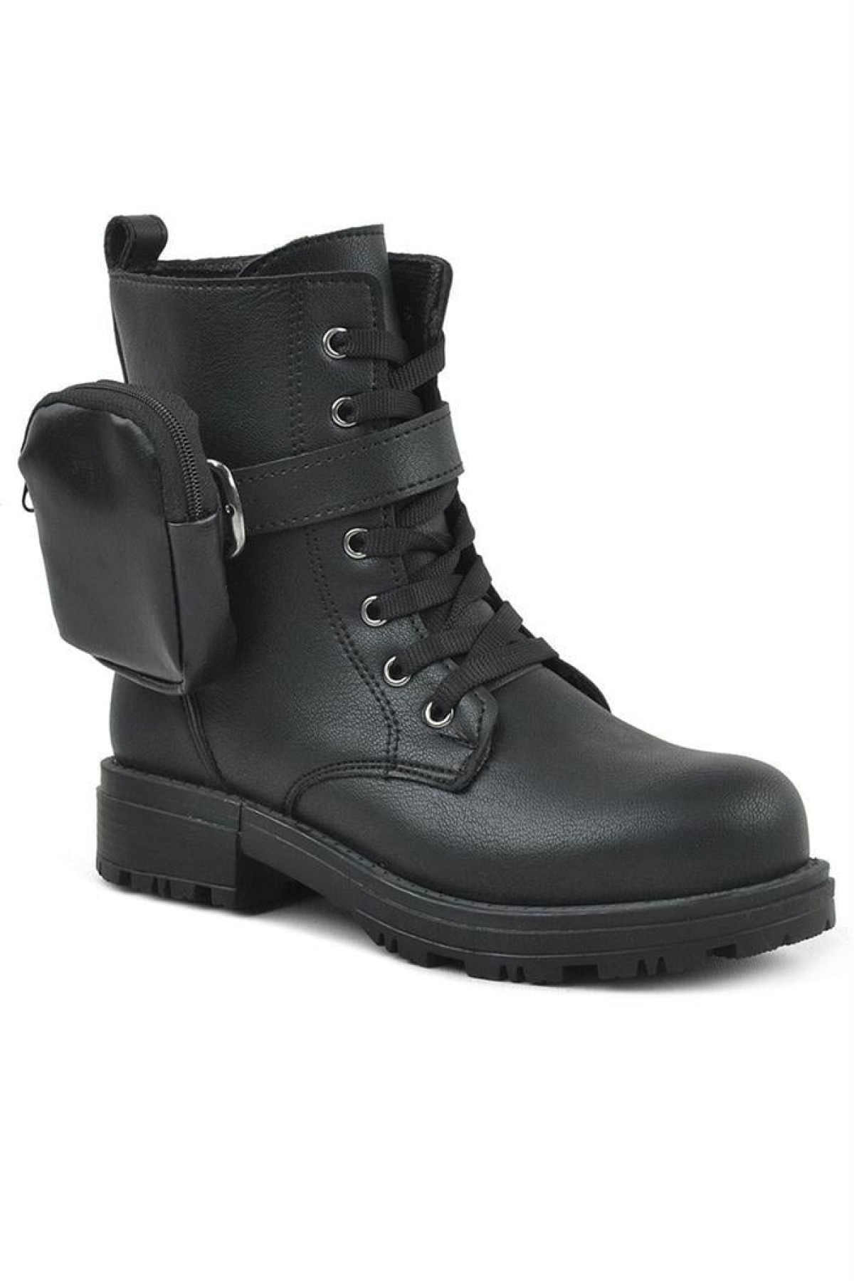 Siyah Fermuarlı Bağcıklı Cüzdanlı Kız Çocuk Bot - Görsel 2