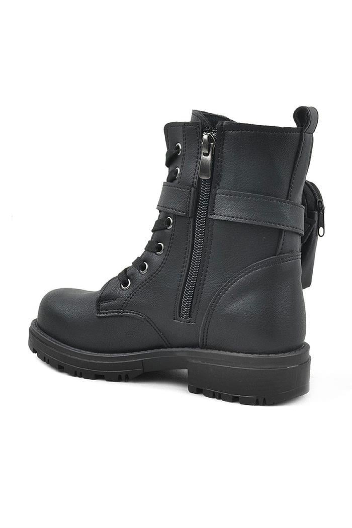 Siyah Fermuarlı Bağcıklı Cüzdanlı Kız Çocuk Bot - Görsel 4