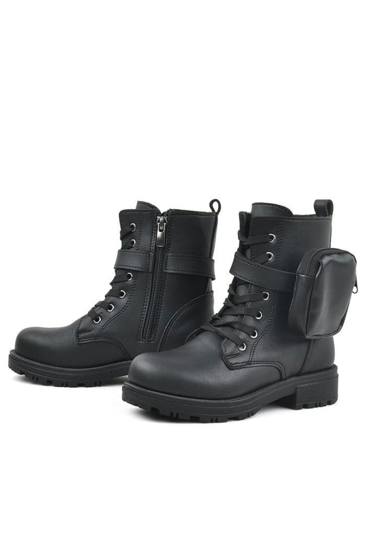 Siyah Fermuarlı Bağcıklı Cüzdanlı Kız Çocuk Bot - Görsel 5