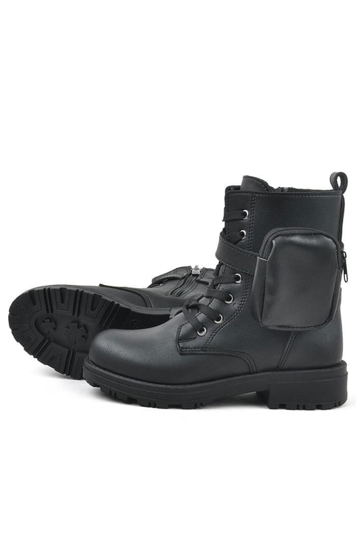 Siyah Fermuarlı Bağcıklı Cüzdanlı Kız Çocuk Bot - Görsel 7