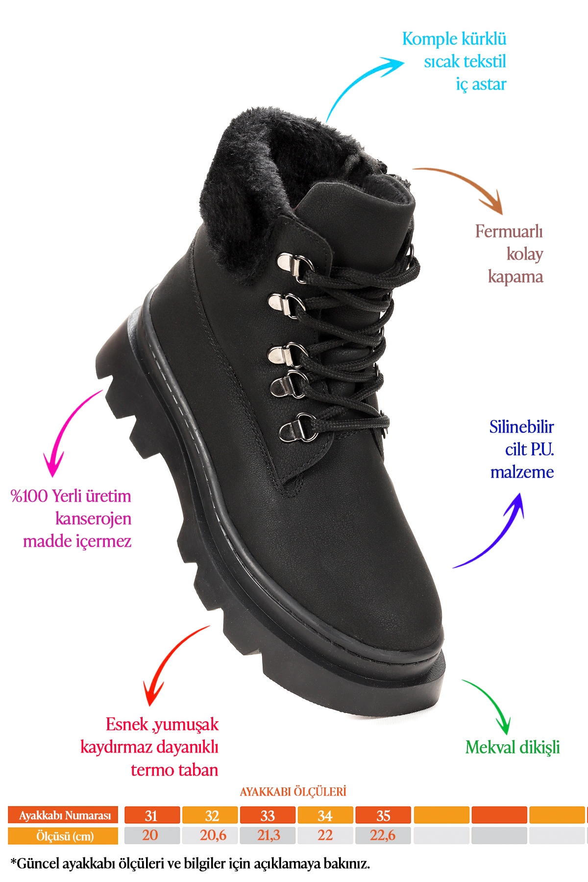 Edu Günlük Fermuarlı Kız Çocuk Bot Ayakkabı Siyah - Görsel 3