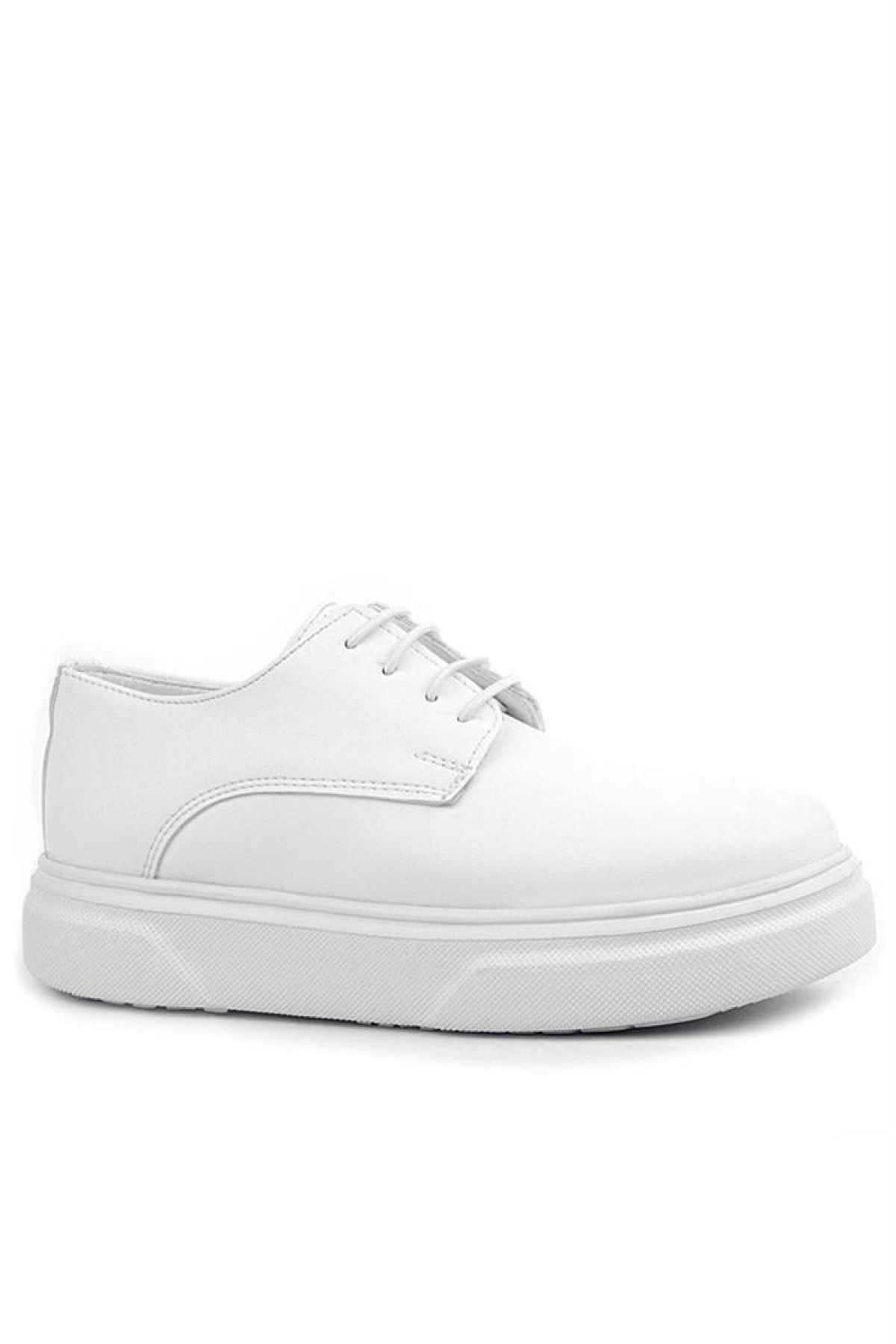Derby Beyaz Cilt Yüksek Taban Çocuk Klasik Ayakkabı - Görsel 2
