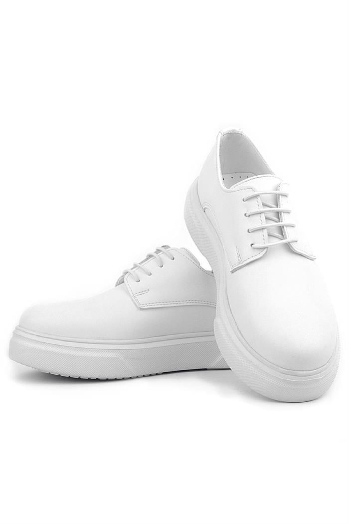 Derby Beyaz Cilt Yüksek Taban Çocuk Klasik Ayakkabı - Görsel 9