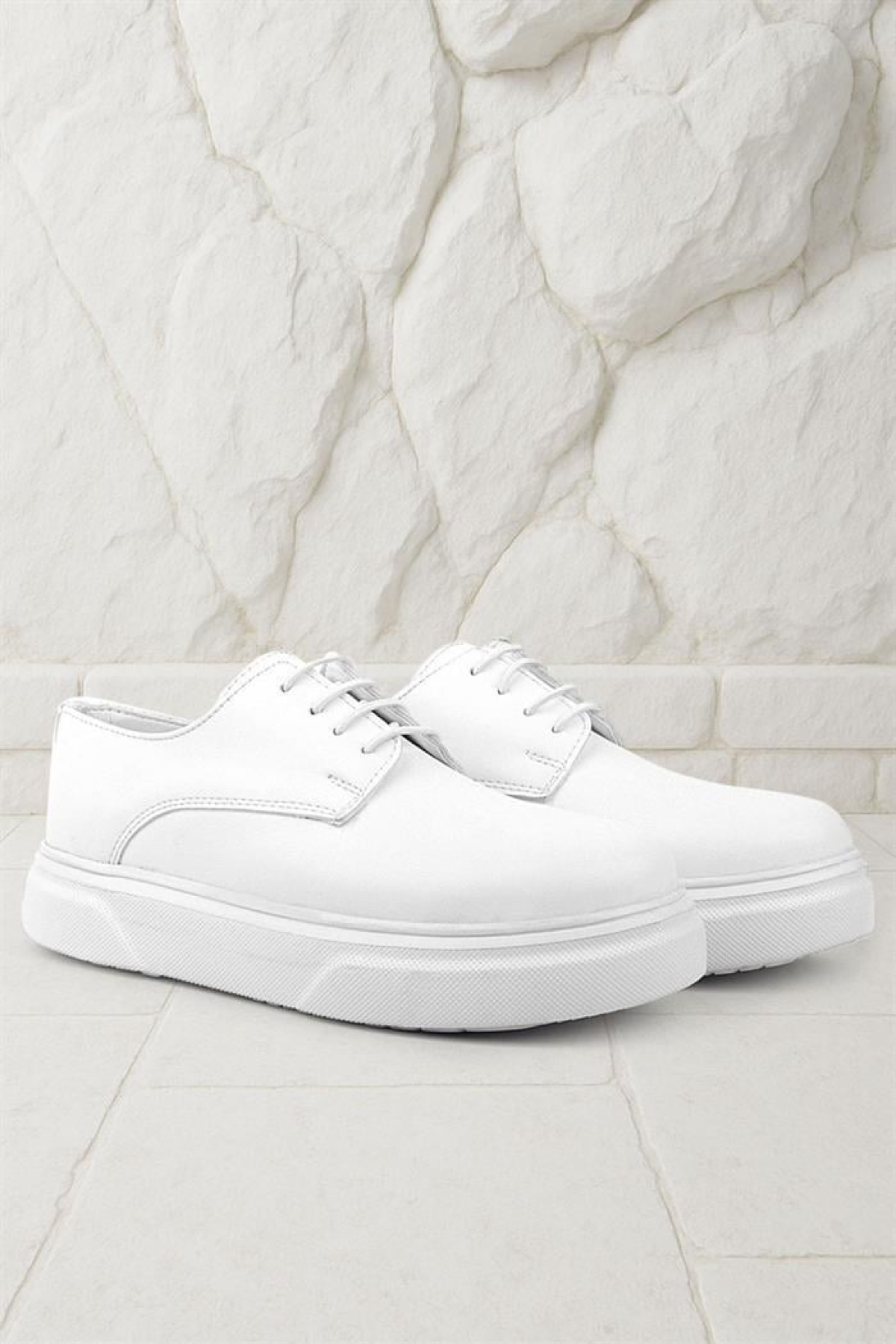 Derby Beyaz Cilt Yüksek Taban Çocuk Klasik Ayakkabı - Görsel 10