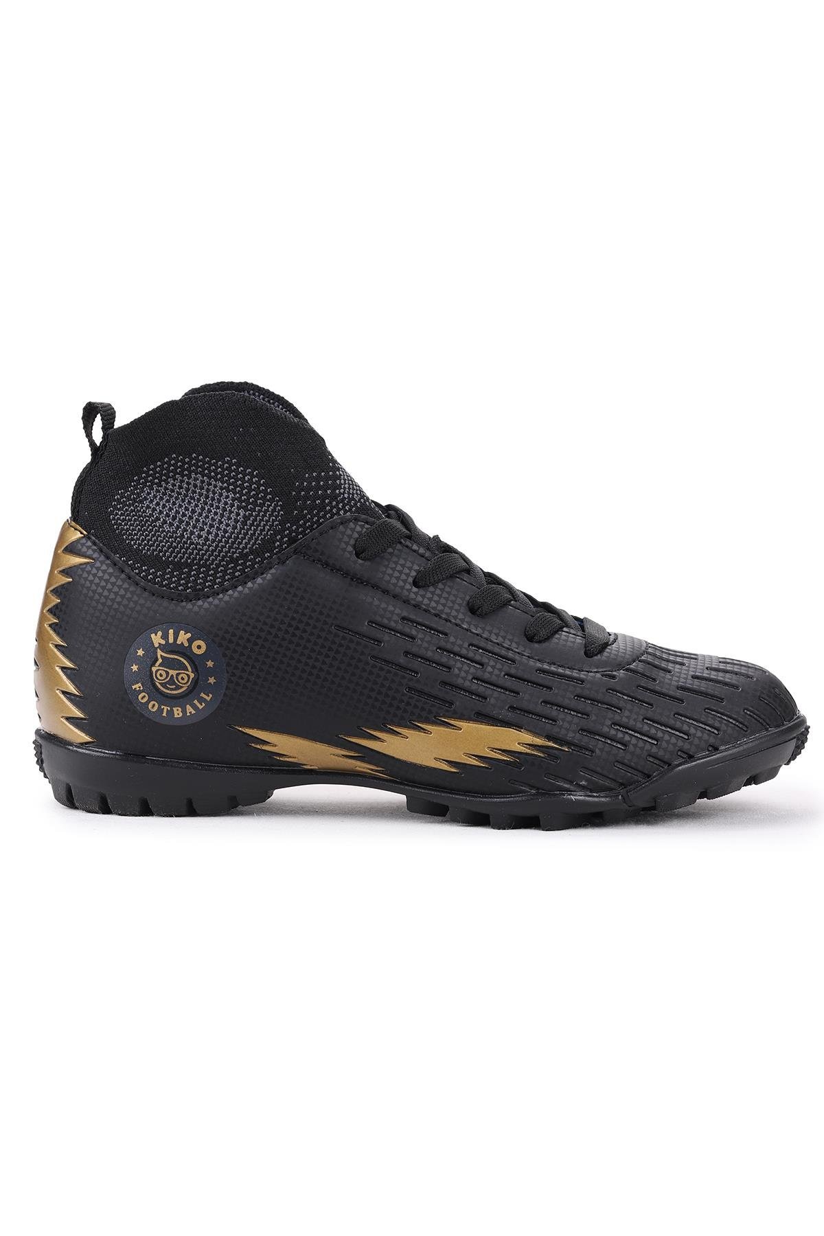 Tusa FHS Boğazlı Halı Saha Erkek Çocuk Futbol Ayakkabı Siyah - Altın - Görsel 5