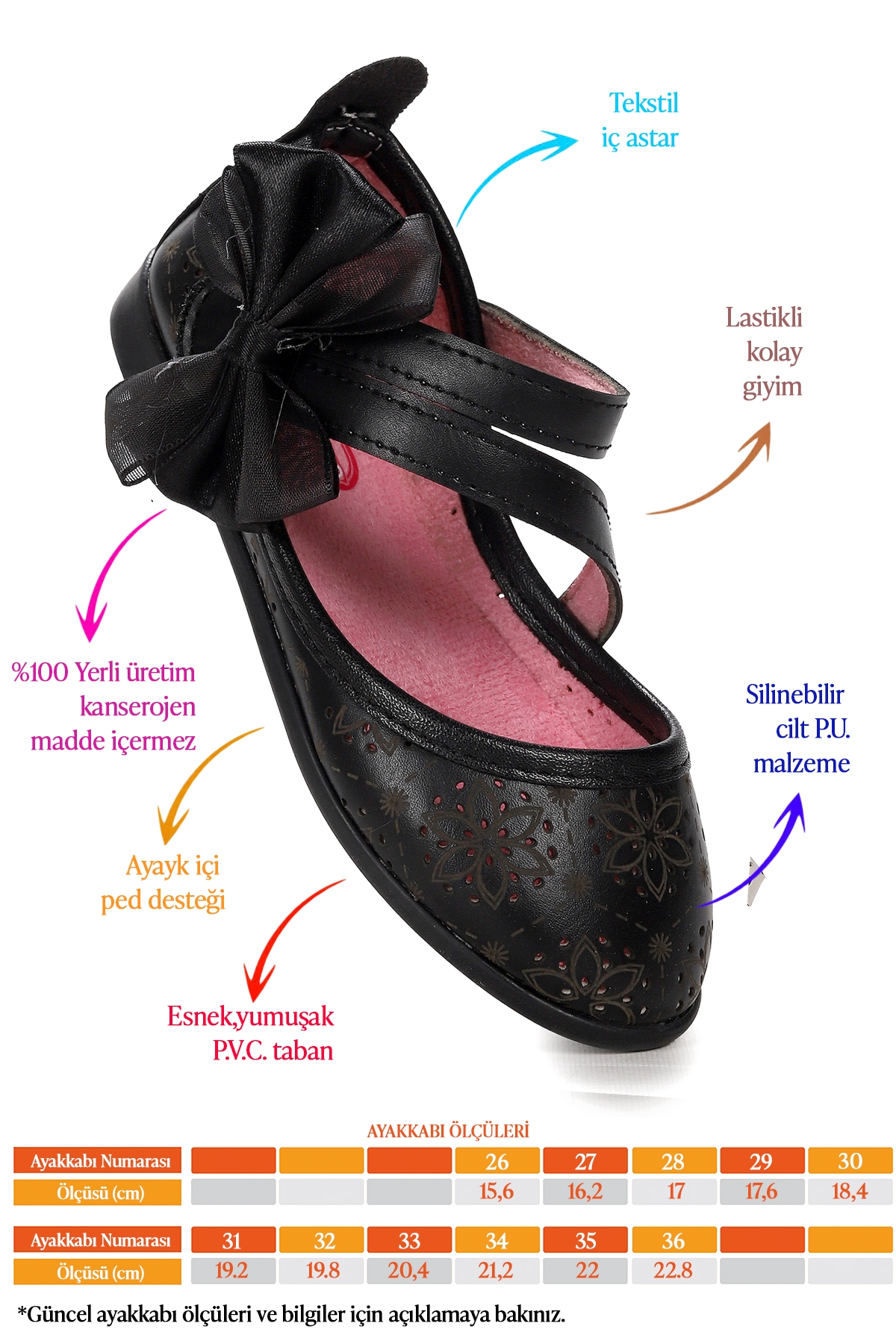 Audrey Cilt Lazerli Kız Çocuk Babet Ayakkabı Siyah - Görsel 3