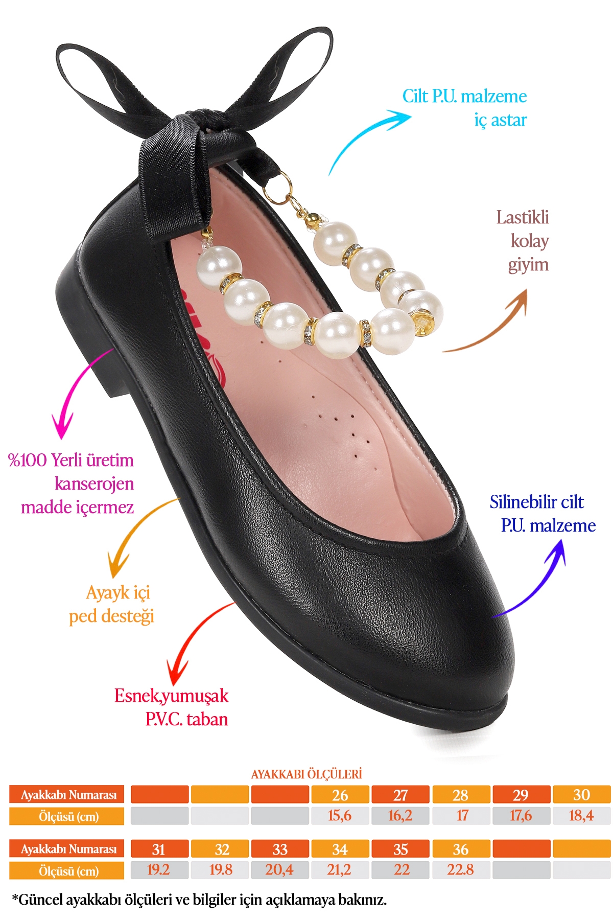 Blanch Cilt İncilli Lastikli Kız Çocuk Babet Ayakkabı Siyah - Görsel 3