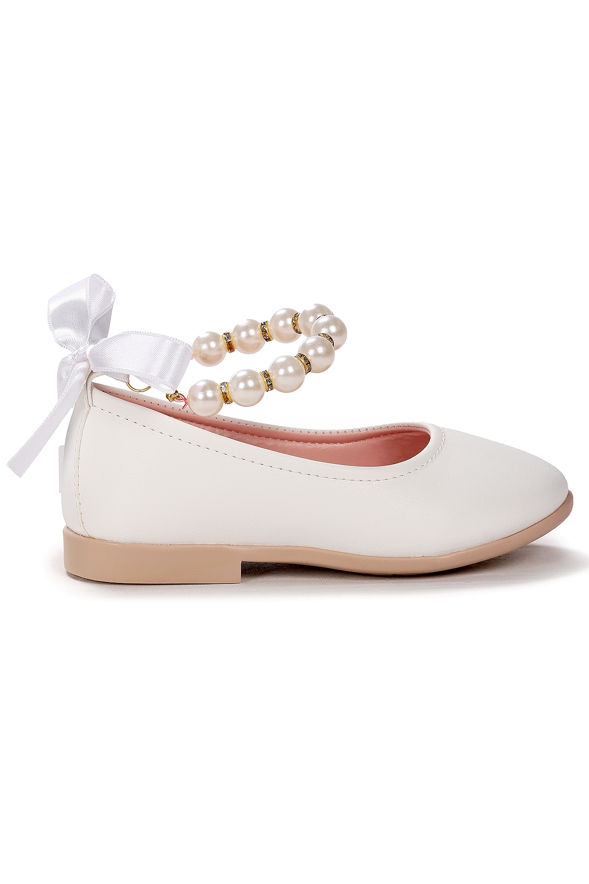 Blanch Cilt İncilli Lastikli Kız Çocuk Babet Ayakkabı Beyaz - Görsel 3