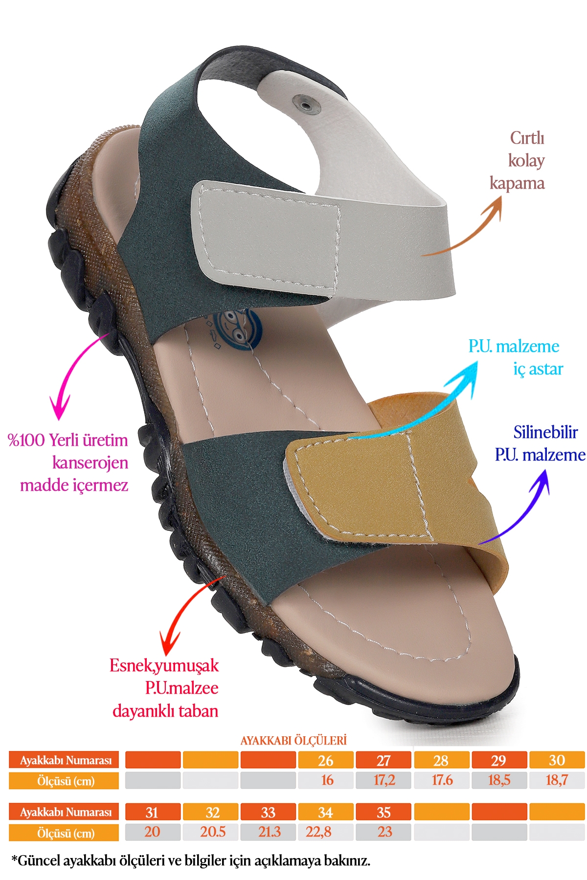 Erkek Çocuk Sandalet Arz 2362 Petrol - Sarı - Görsel 3