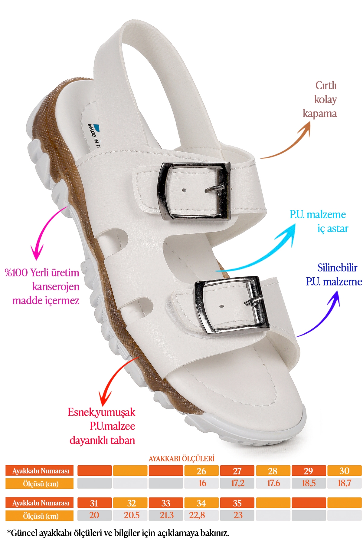 Erkek Çocuk Sandalet Arz 2359 Beyaz - Görsel 3