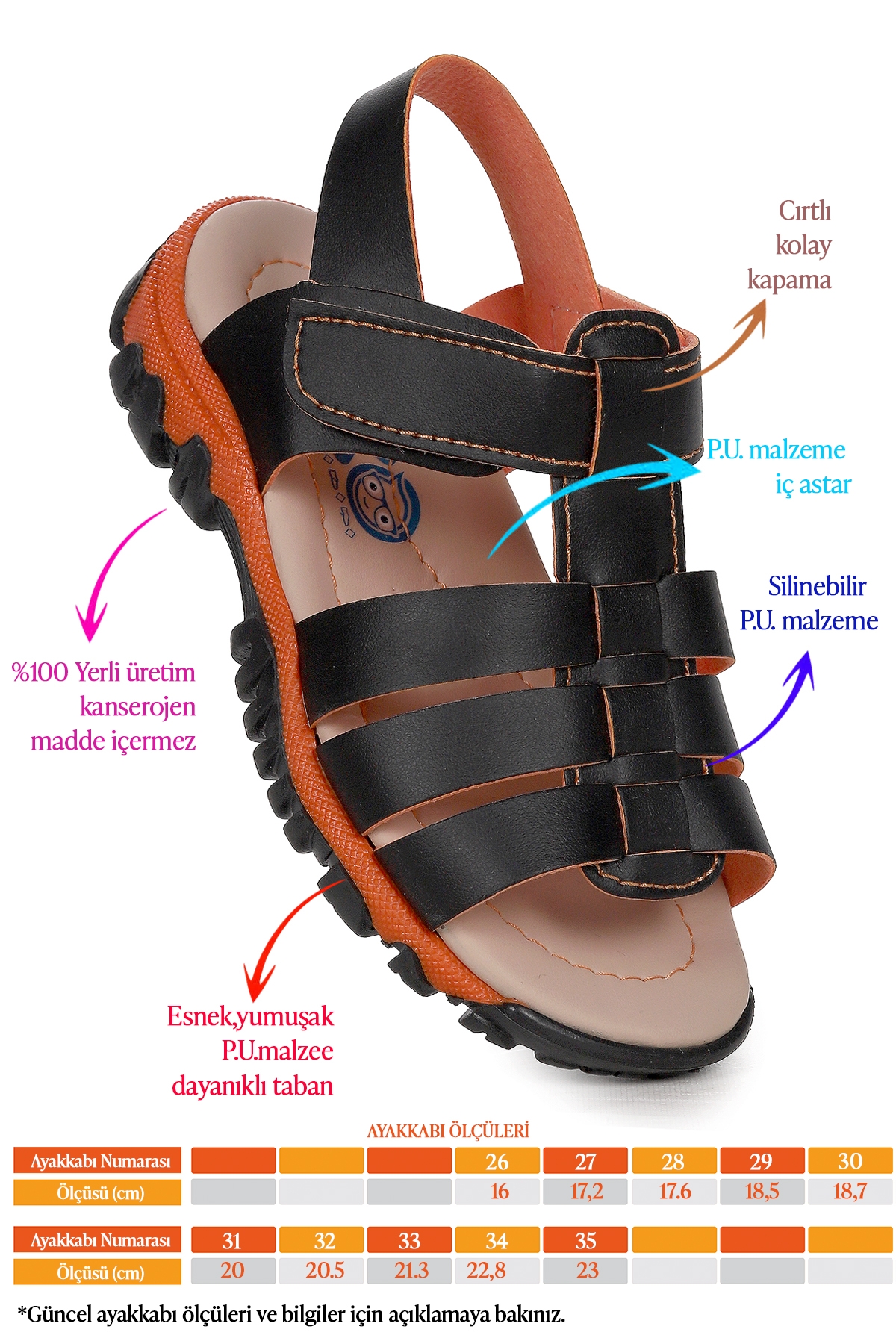 Erkek Çocuk Sandalet Arz 2358 Siyah - Görsel 3