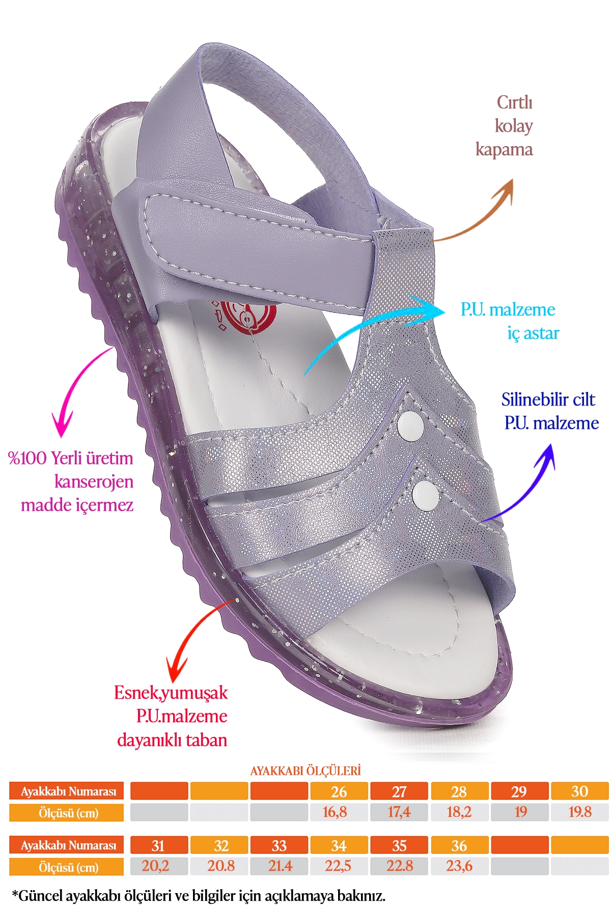 Kız Çocuk Sandalet Arz 2354 Lila - Görsel 3