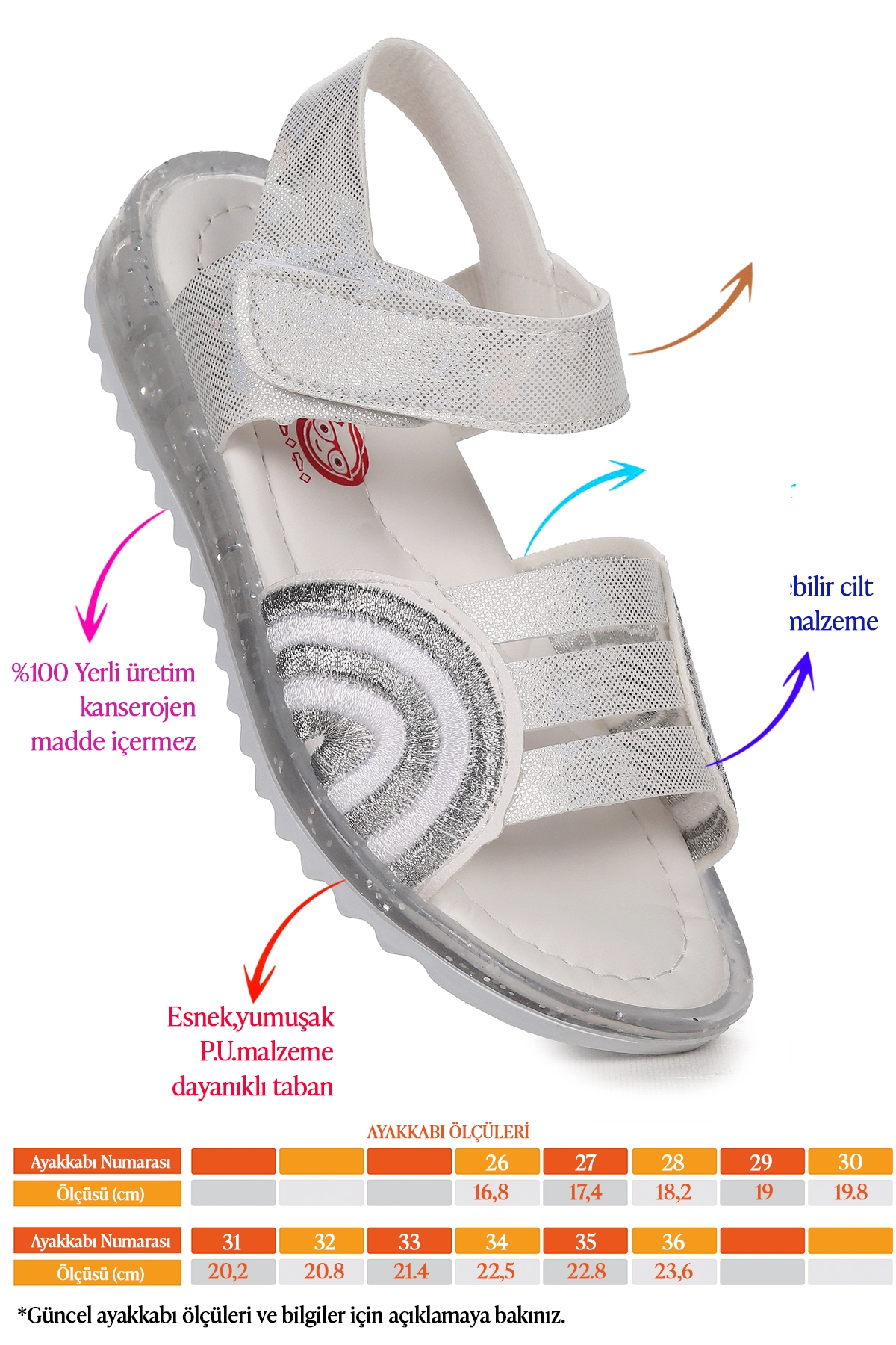 Kız Çocuk Sandalet Arz 2352 Beyaz - Görsel 3