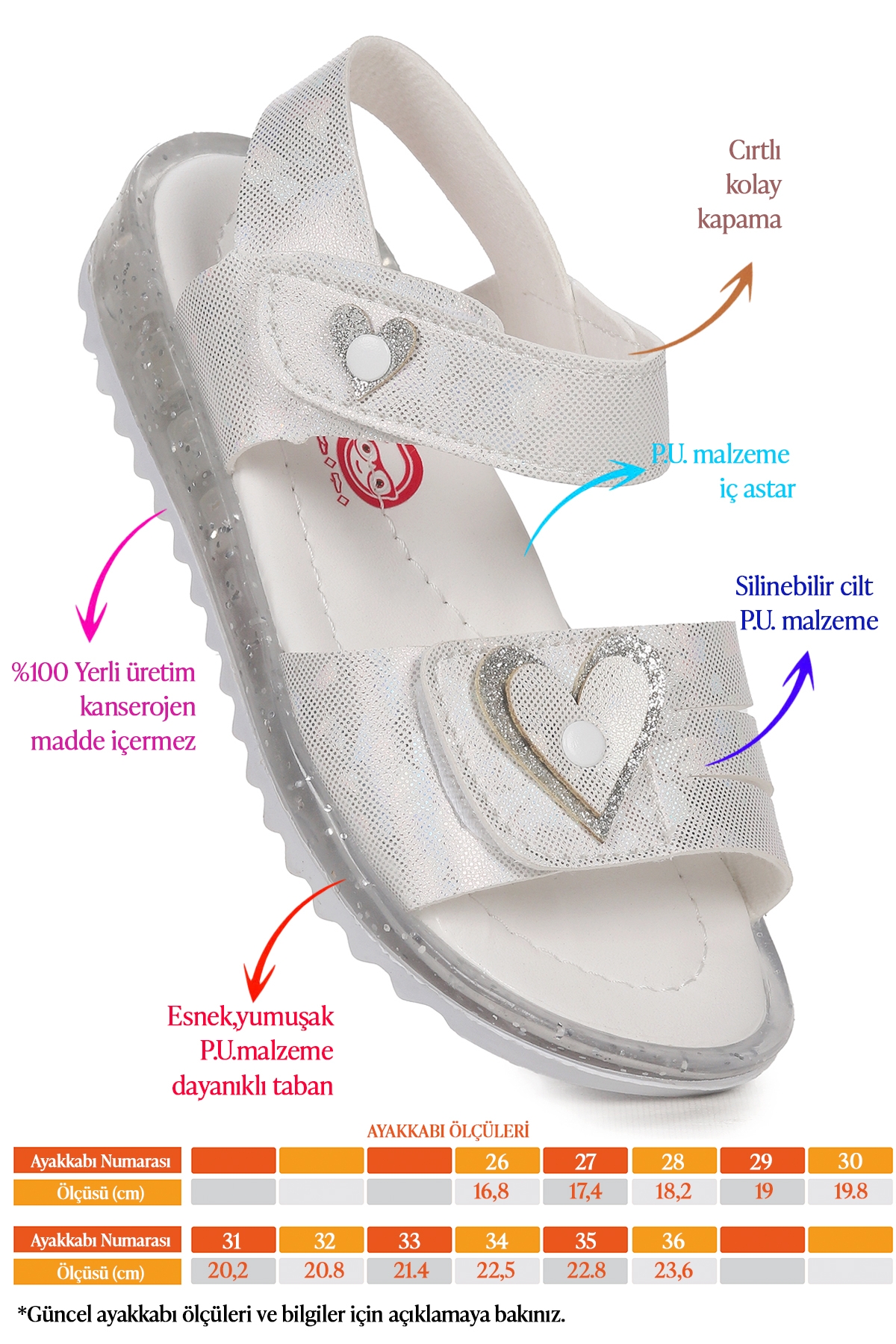 Kız Çocuk Sandalet Arz 2351 Beyaz - Görsel 3