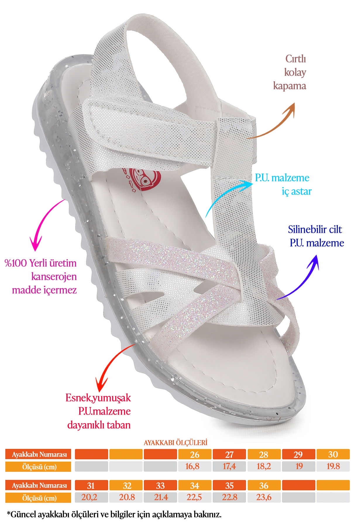 Kız Çocuk Sandalet Arz 2350 Beyaz - Görsel 3