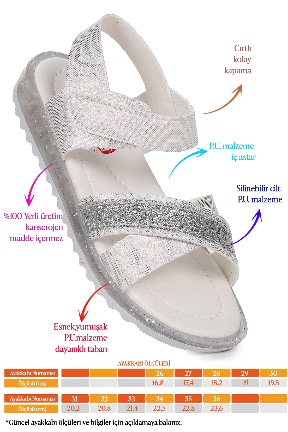 Kız Çocuk Sandalet Arz 2349 Beyaz - Görsel 3