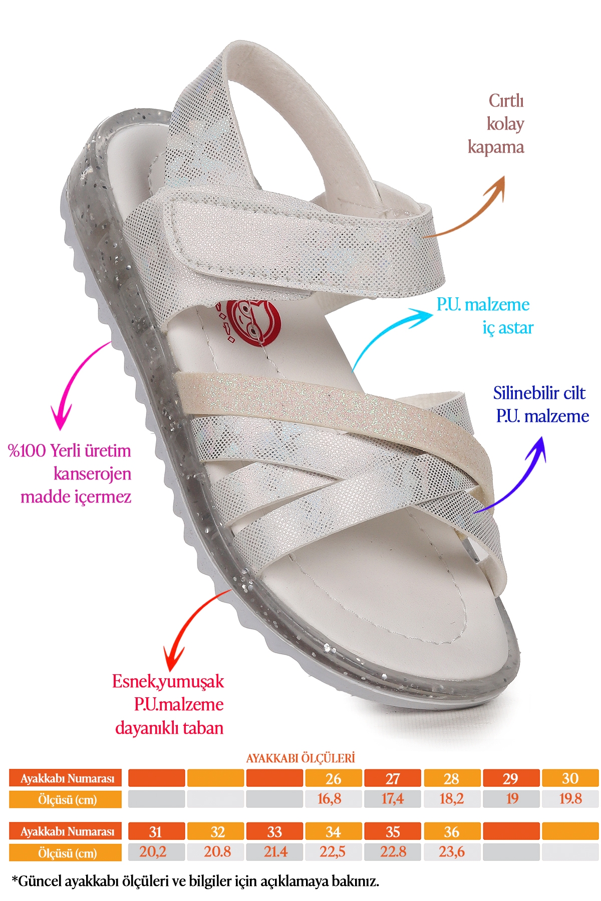 Kız Çocuk Sandalet Arz 2346 Beyaz - Görsel 3