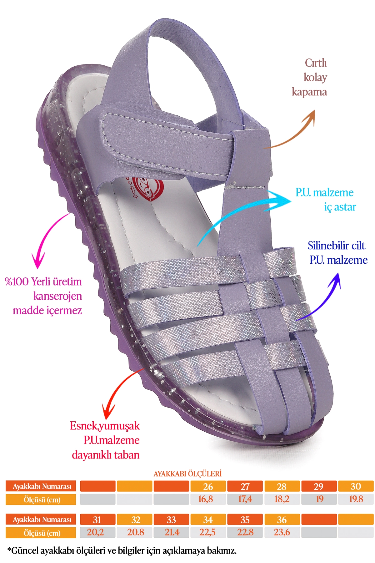 Kız Çocuk Sandalet Arz 2348 Lila - Görsel 3