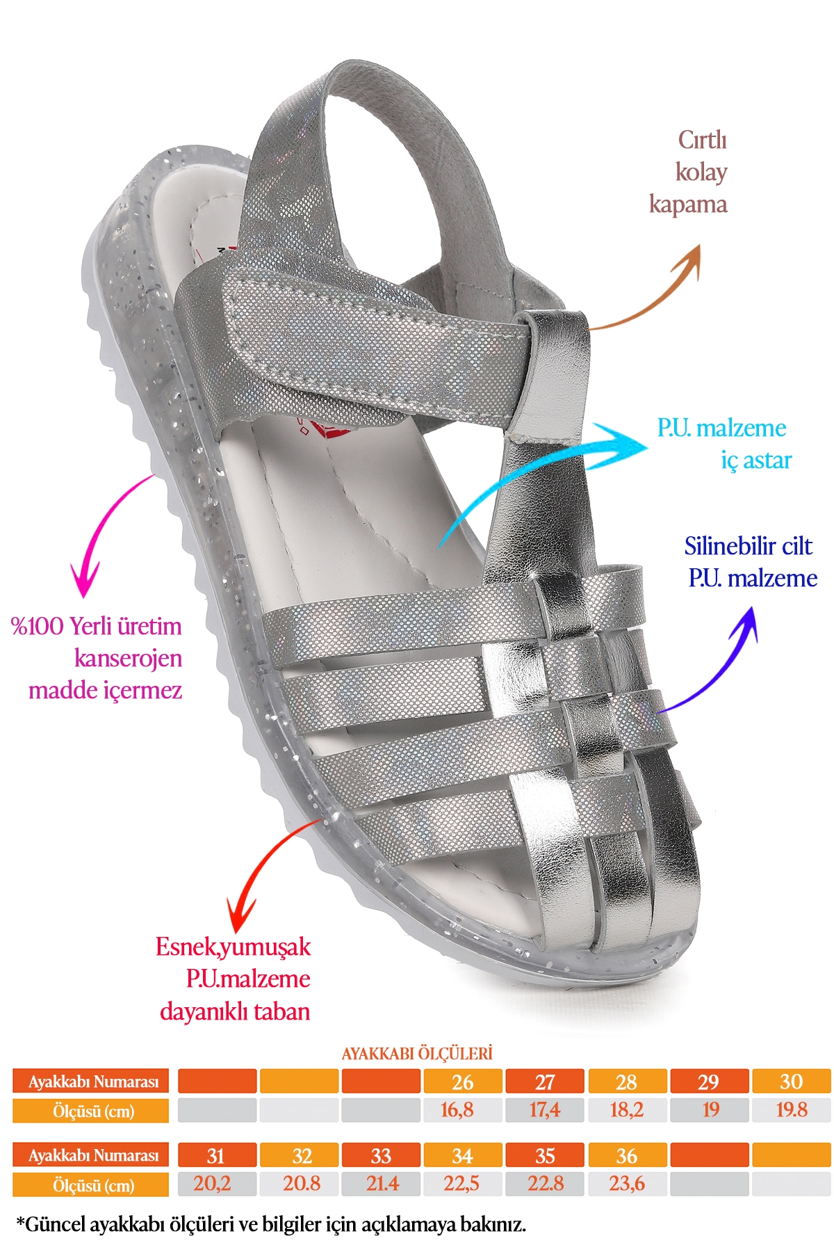 Kız Çocuk Sandalet Arz 2348 Gümüş - Görsel 3
