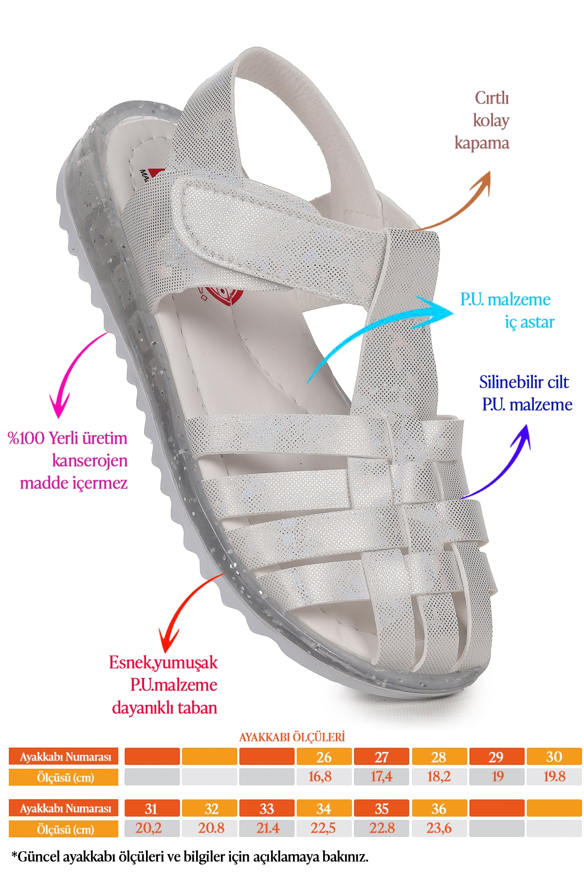 Kız Çocuk Sandalet Arz 2348 Beyaz - Görsel 3