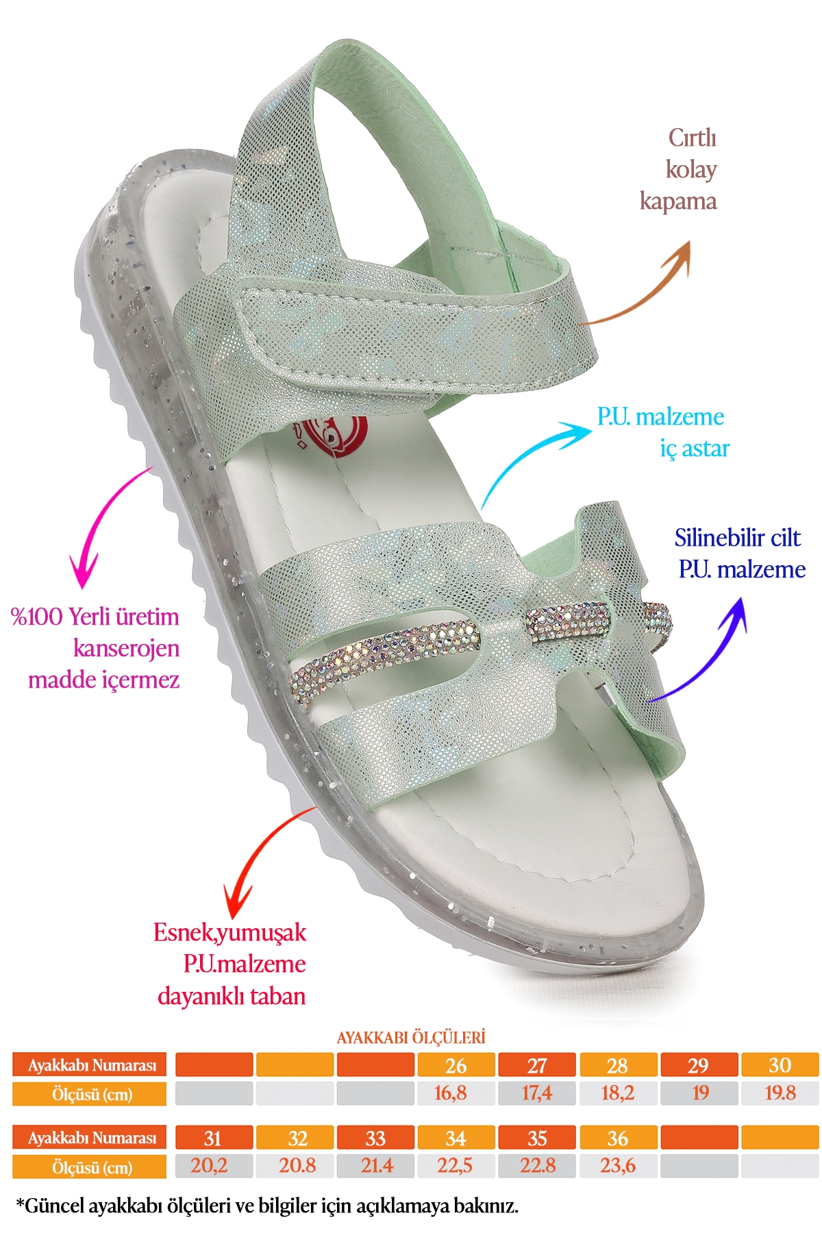 Kız Çocuk Sandalet Arz 2345 Mint Yeşili - Görsel 3