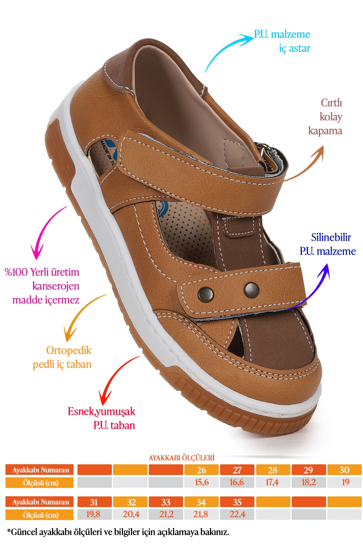 Erkek Çocuk Günlük Ayakkabı Arz 2323 Taba - Görsel 3