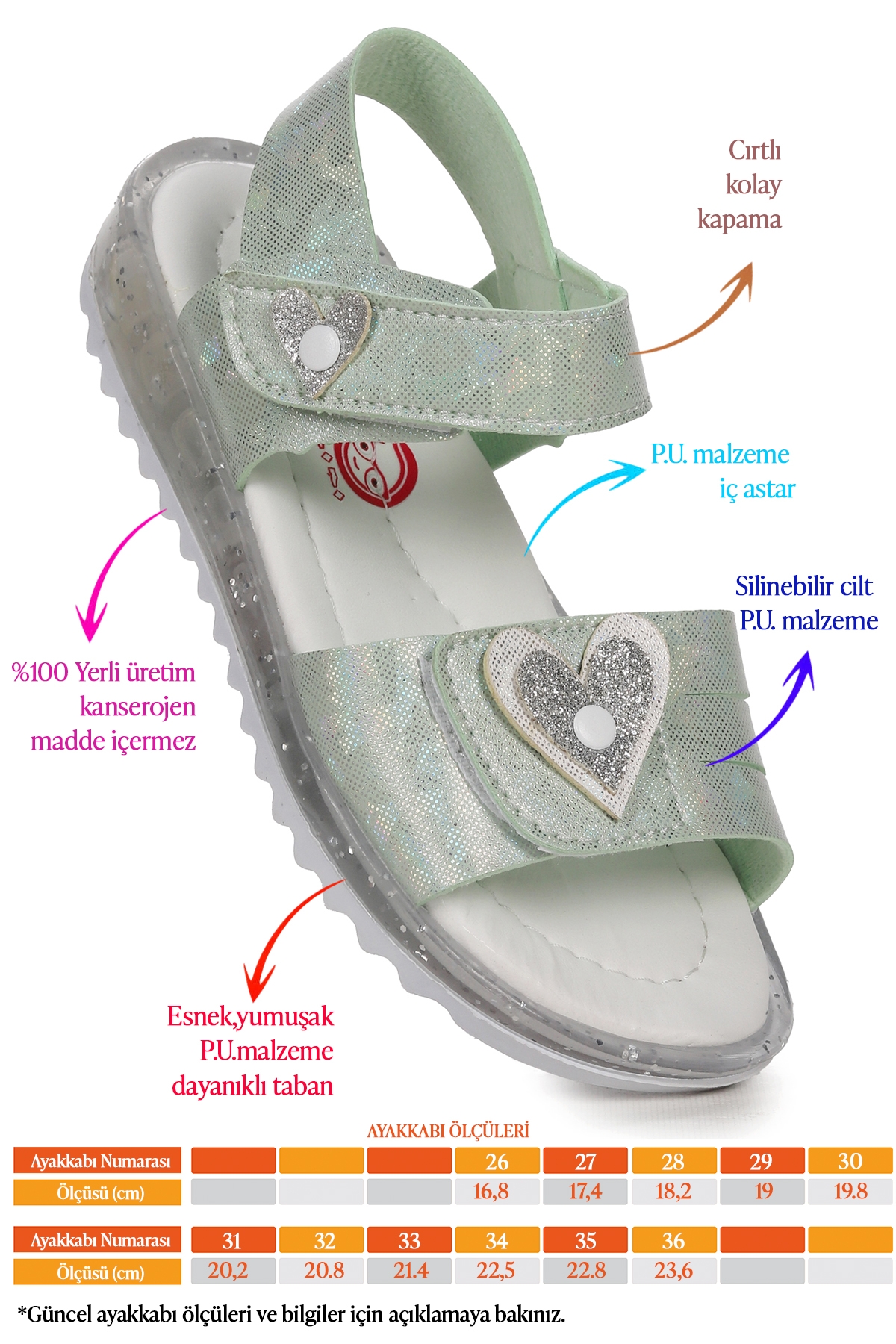 Kız Çocuk Sandalet Arz 2351 Mint Yeşili - Görsel 3