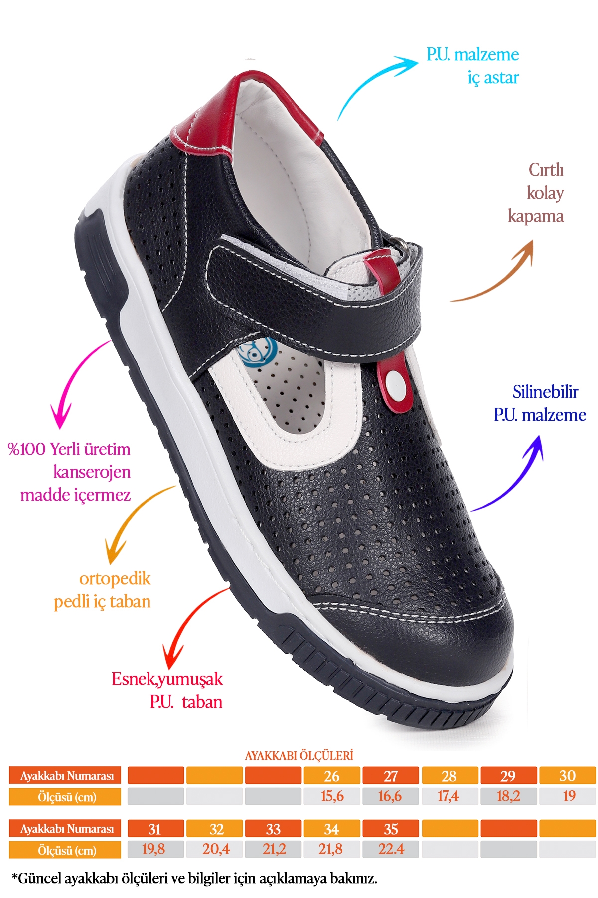 Erkek Çocuk Günlük Ayakkabı Arz 2319 Lacivert - Kırmızı - Görsel 3