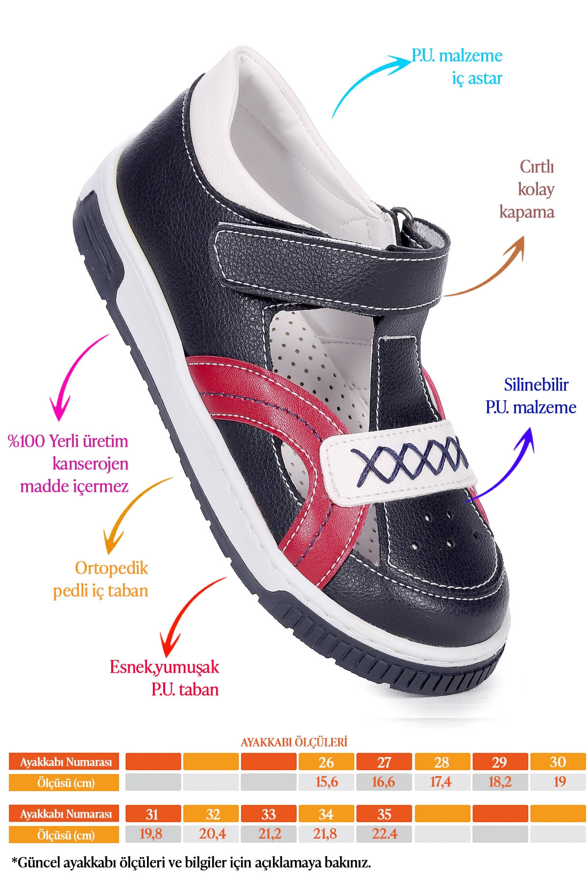 Erkek Çocuk Günlük Ayakkabı Arz 2320 Lacivert - Kırmızı - Görsel 3