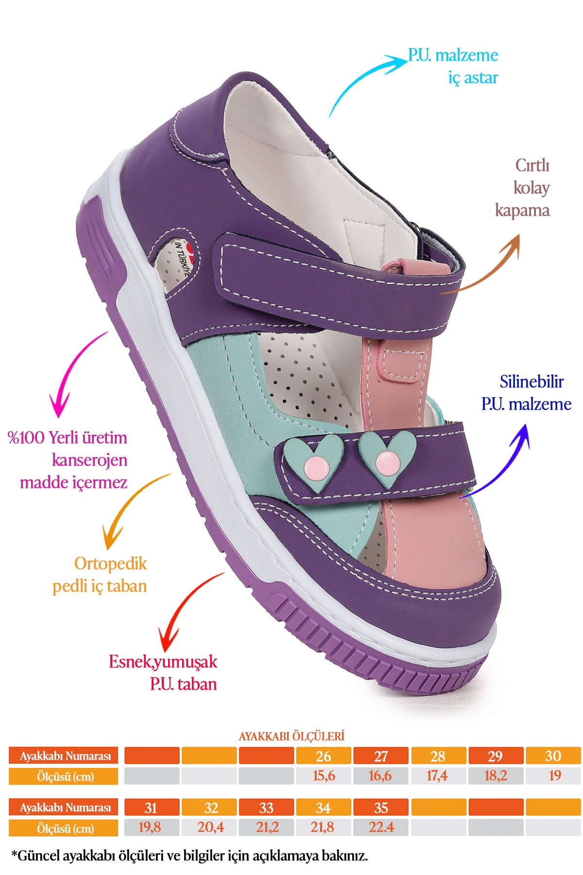 Kız Çocuk Günlük Ayakkabı Arz 2327 Lila - Somon - Görsel 3