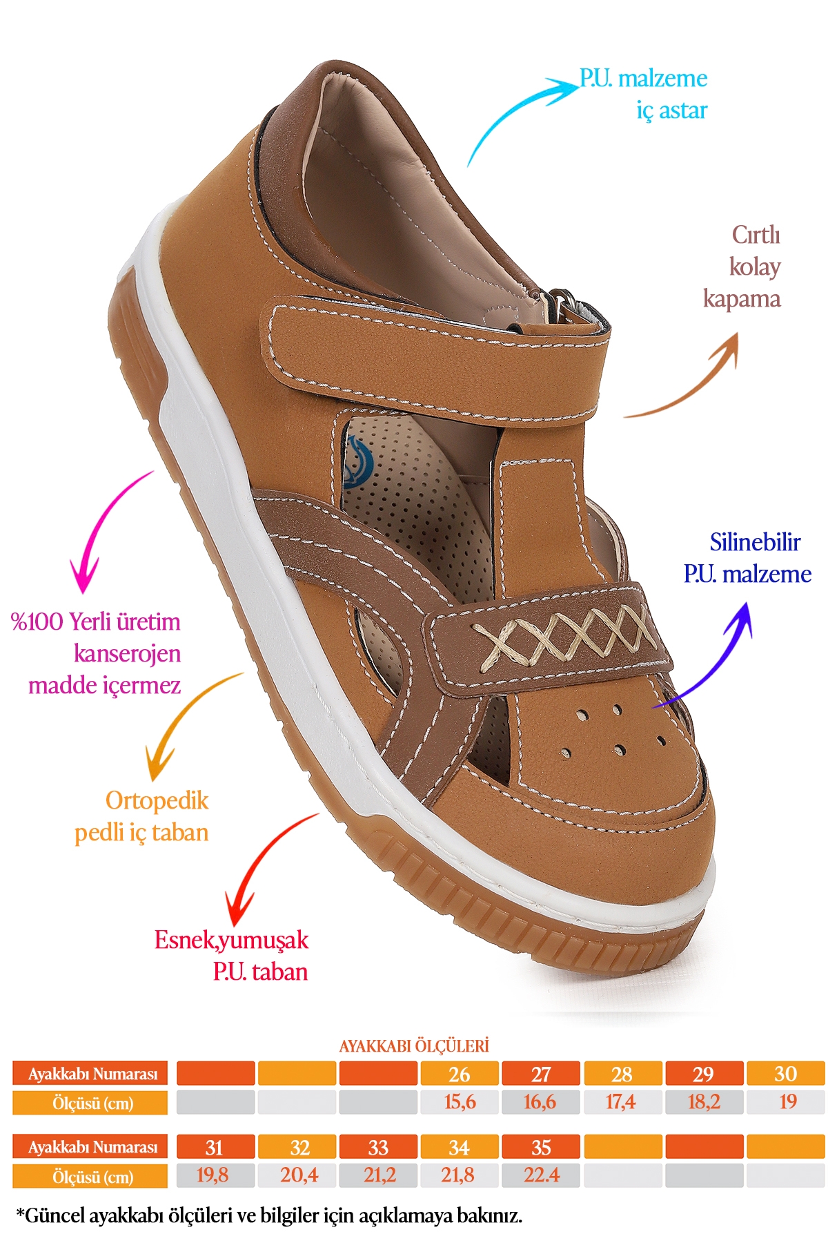 Erkek Çocuk Günlük Ayakkabı Arz 2320 Taba - Görsel 3