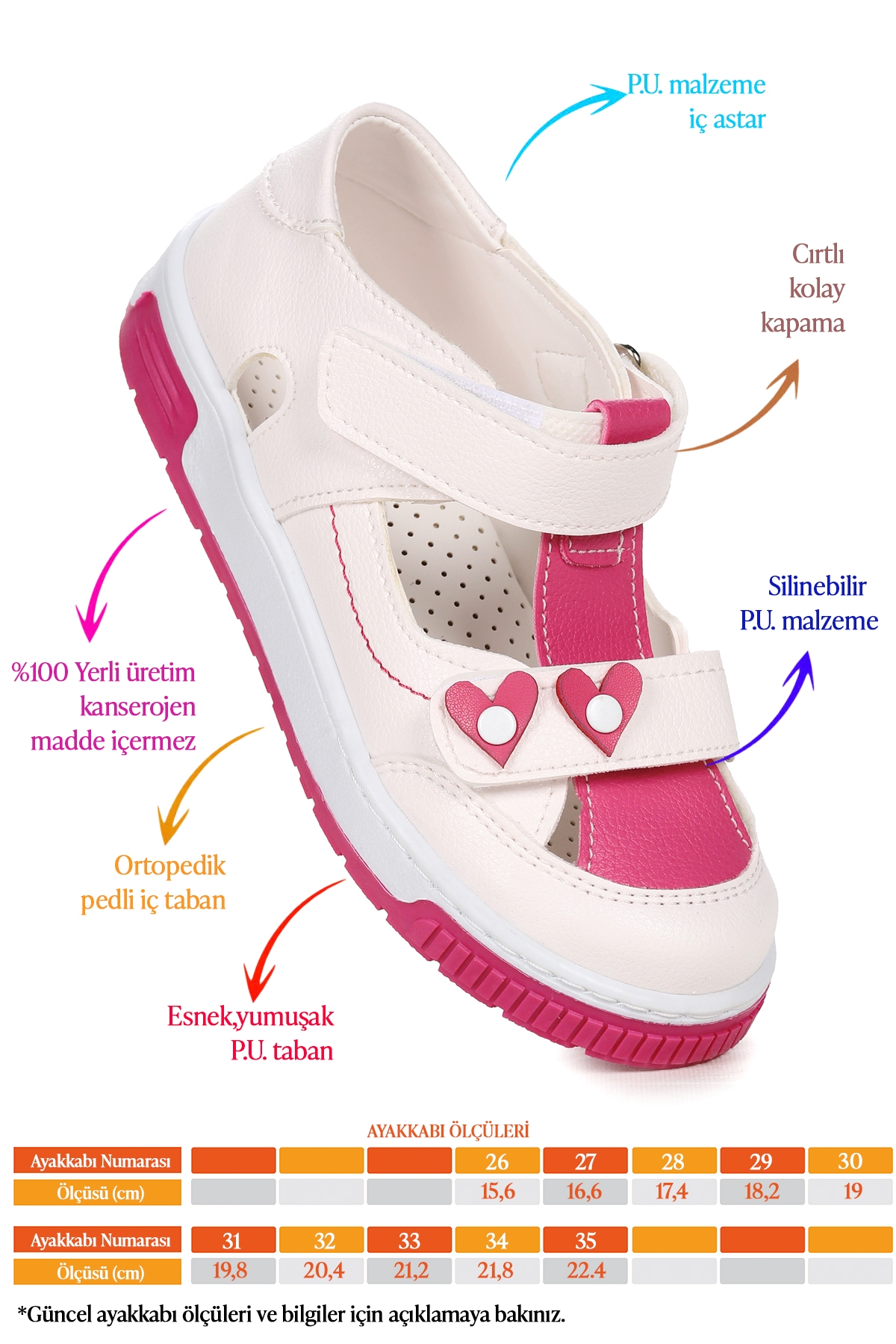 Kız Çocuk Günlük Ayakkabı Arz 2327 Beyaz - Görsel 3