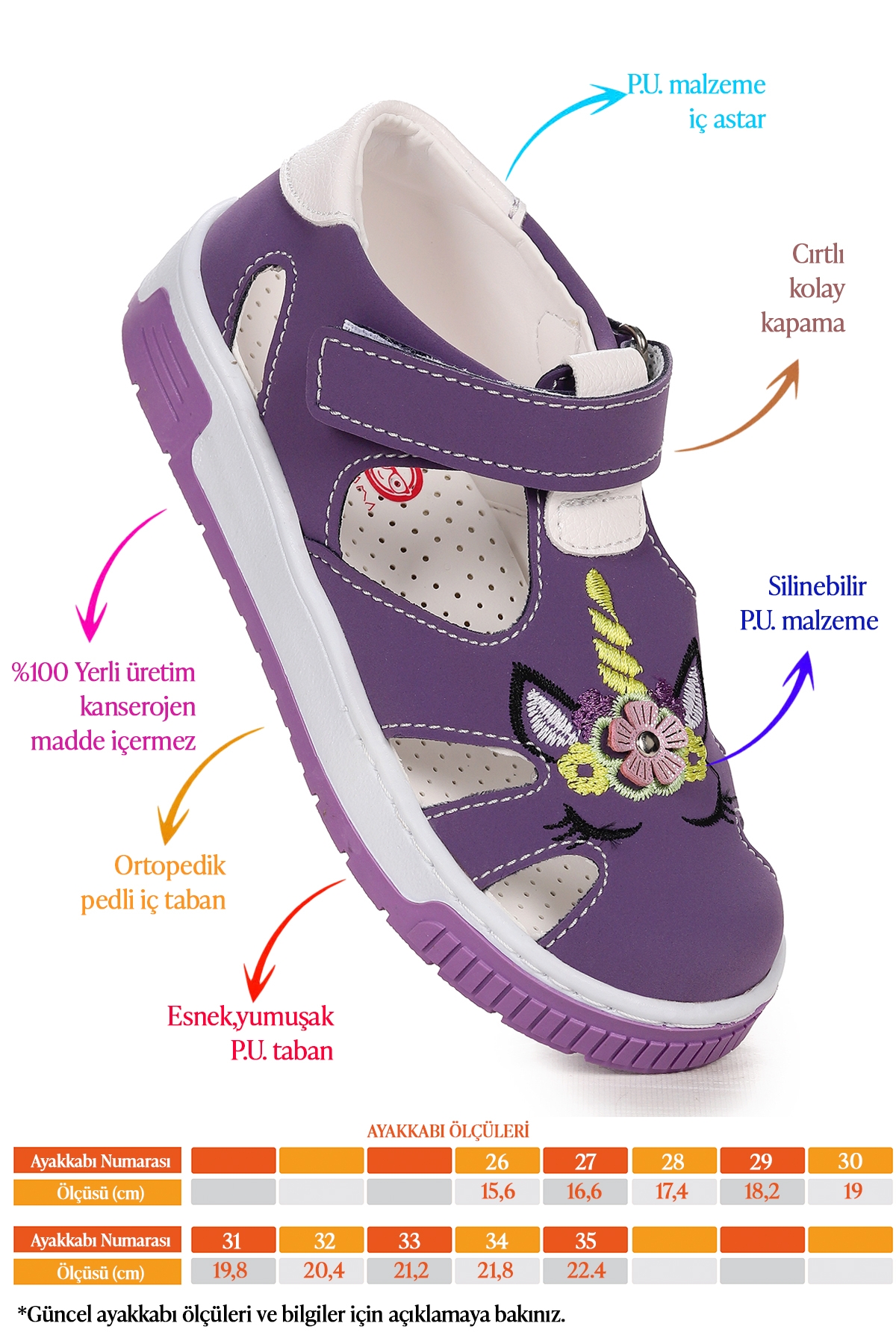 Kız Çocuk Günlük Ayakkabı Arz 2326 Lila - Görsel 3