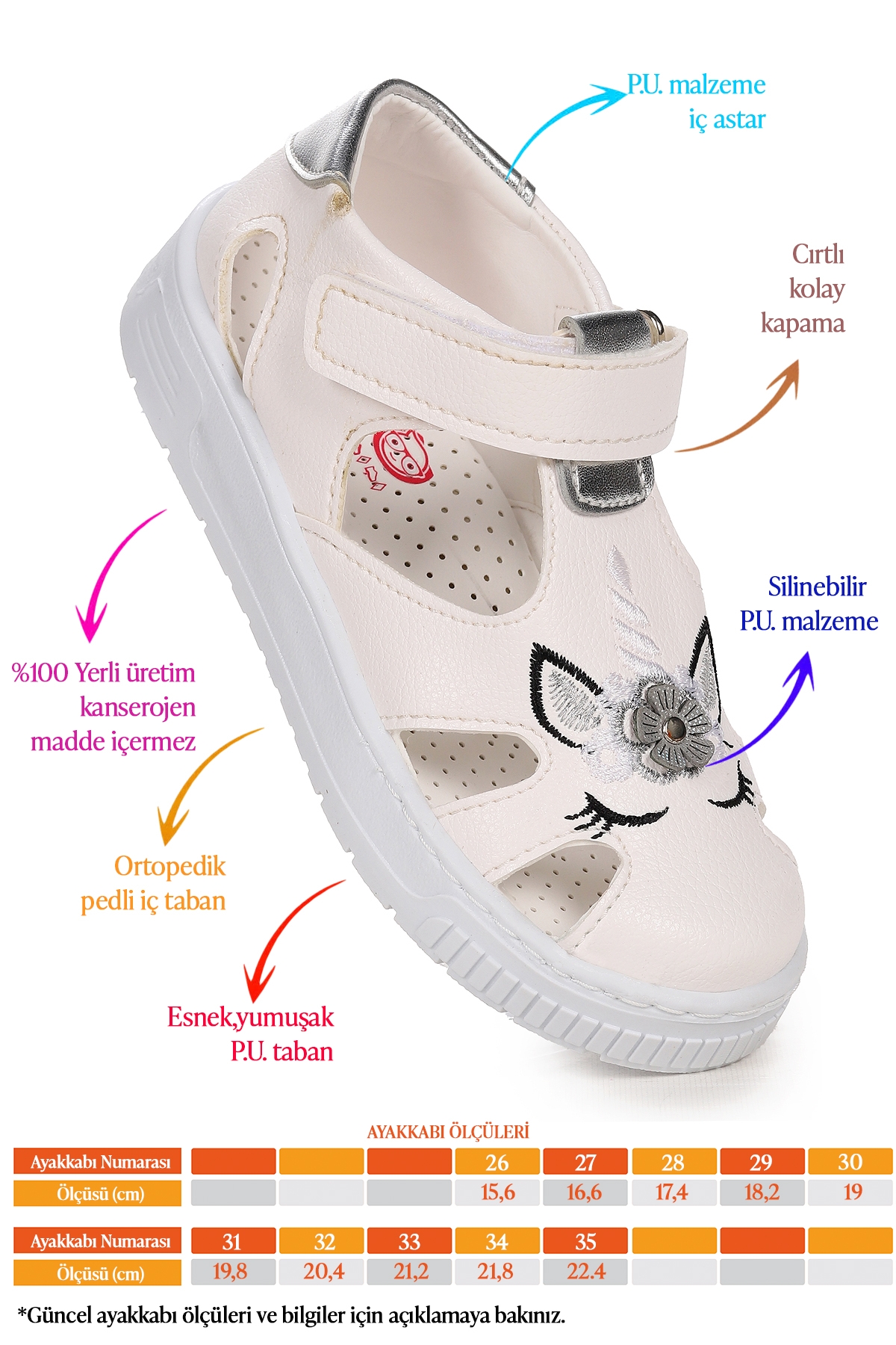 Kız Çocuk Günlük Ayakkabı Arz 2326 Beyaz - Görsel 3