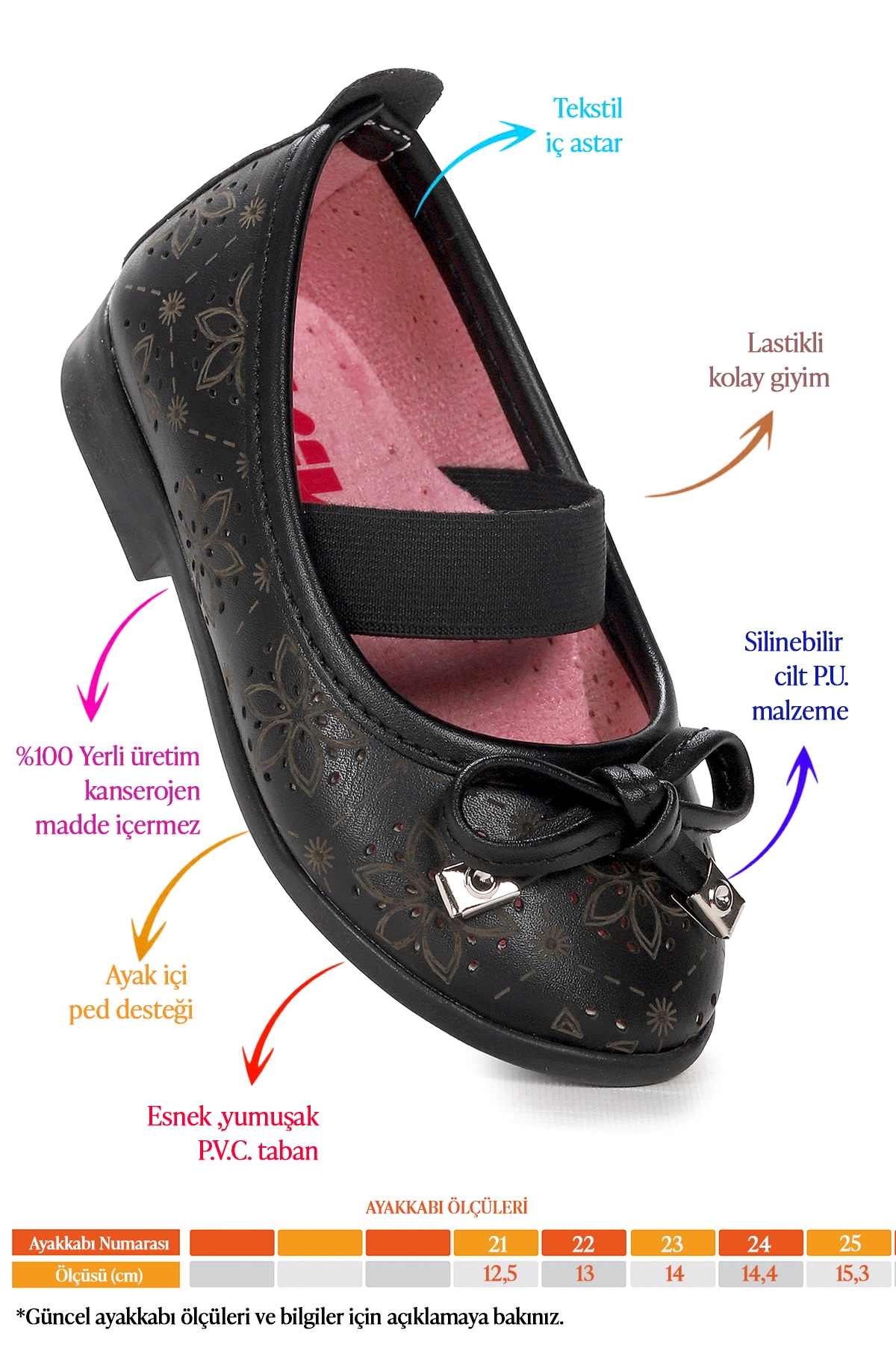 Perline Cilt Lastikli Kız Bebek Babet Ayakkabı Siyah - Görsel 3