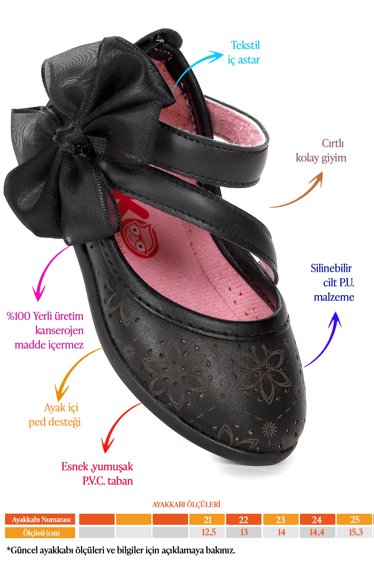 Audrey Cilt Lazerli Kız Bebek Babet Ayakkabı Siyah - Görsel 3