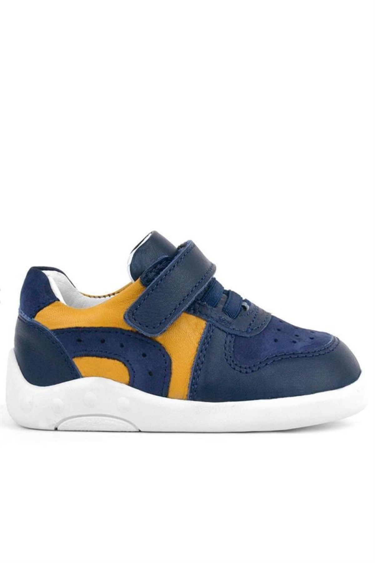 Hakiki Deri Lacivert Sarı Anatomik Bebek Spor Ayakkabı - Görsel 3